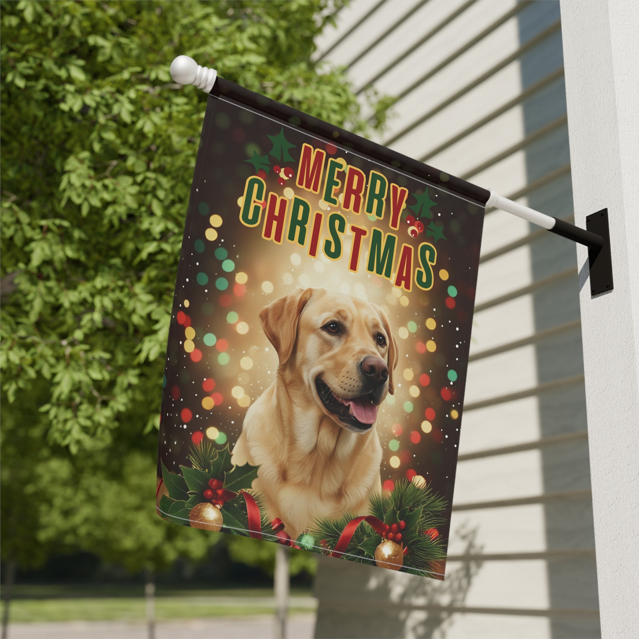 Merry Christmas Yellow Labrador Garden Flag