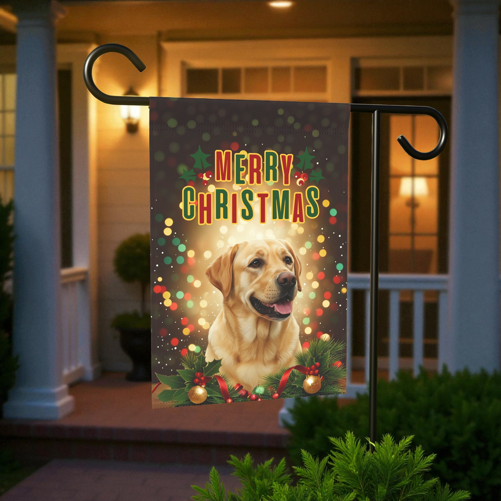 Merry Christmas Yellow Labrador Garden Flag