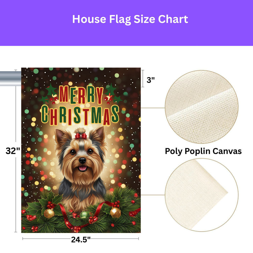 Merry Christmas Yorkshire Terrier Garden Flag
