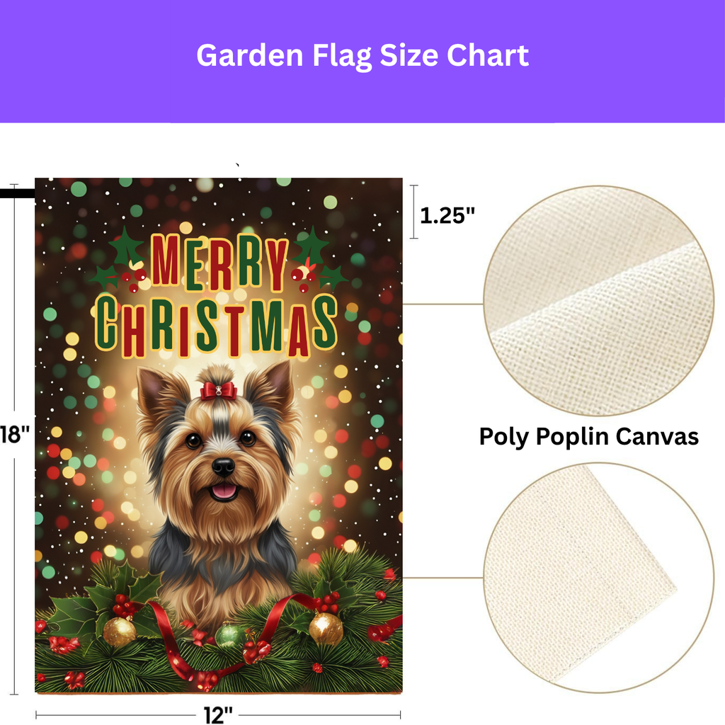 Merry Christmas Yorkshire Terrier Garden Flag