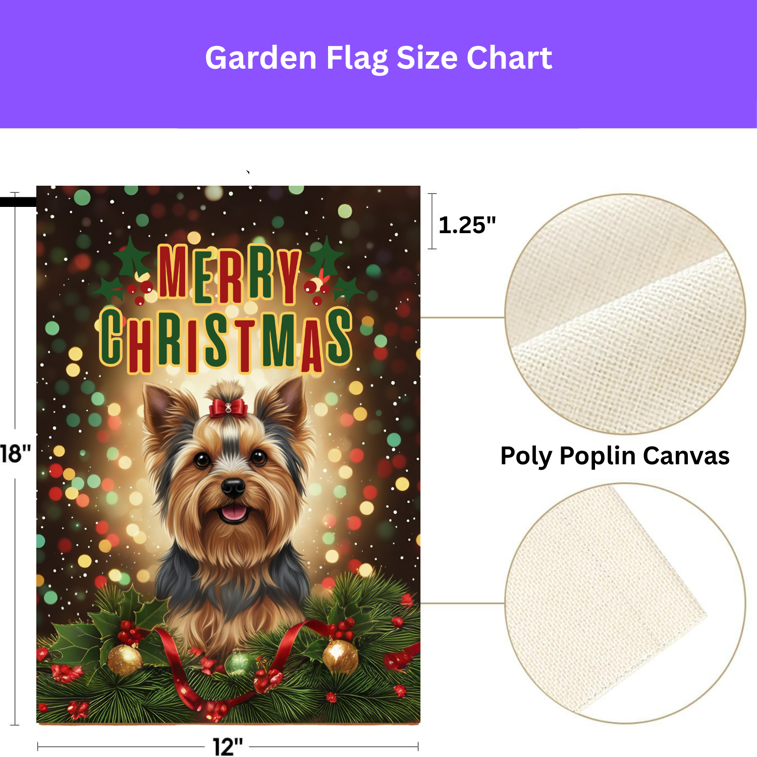 Merry Christmas Yorkshire Terrier Garden Flag