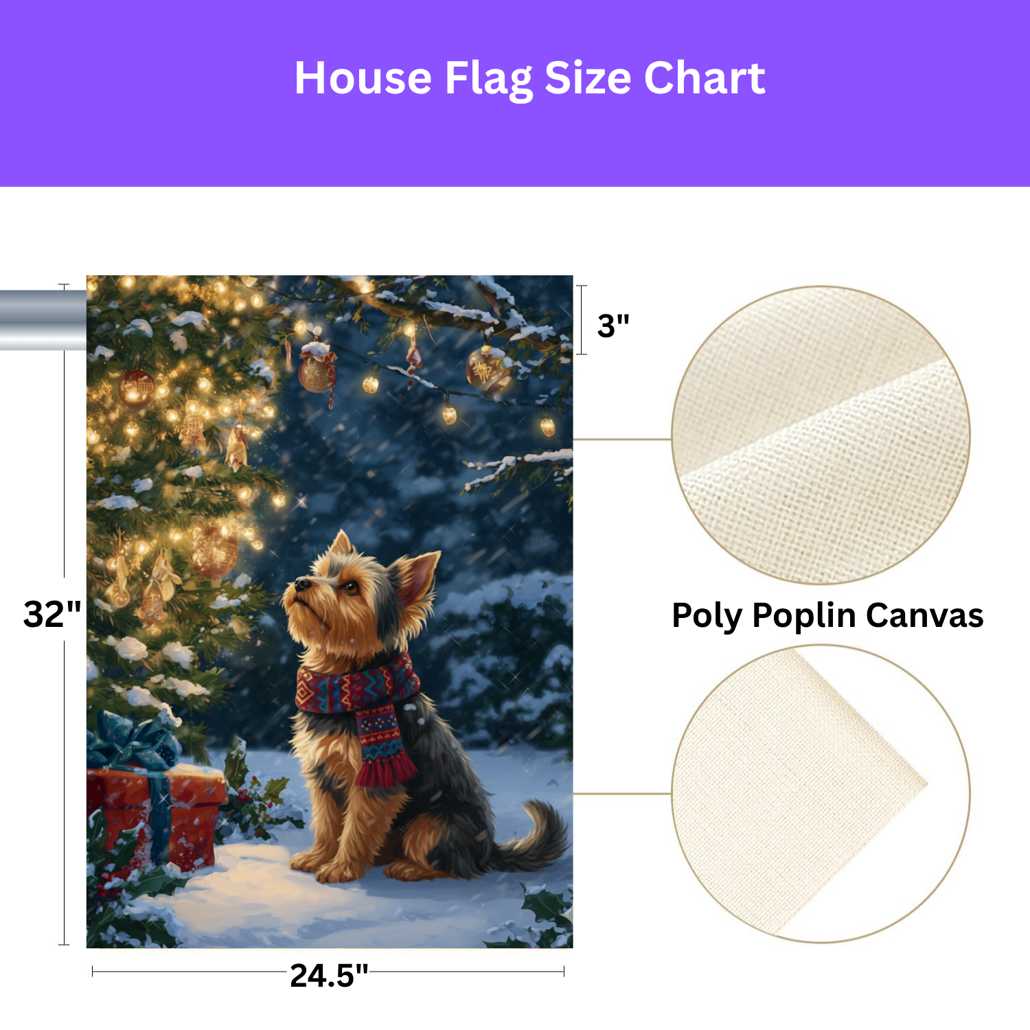 Standing By the Christmas Tree Yorkie Garden Flag