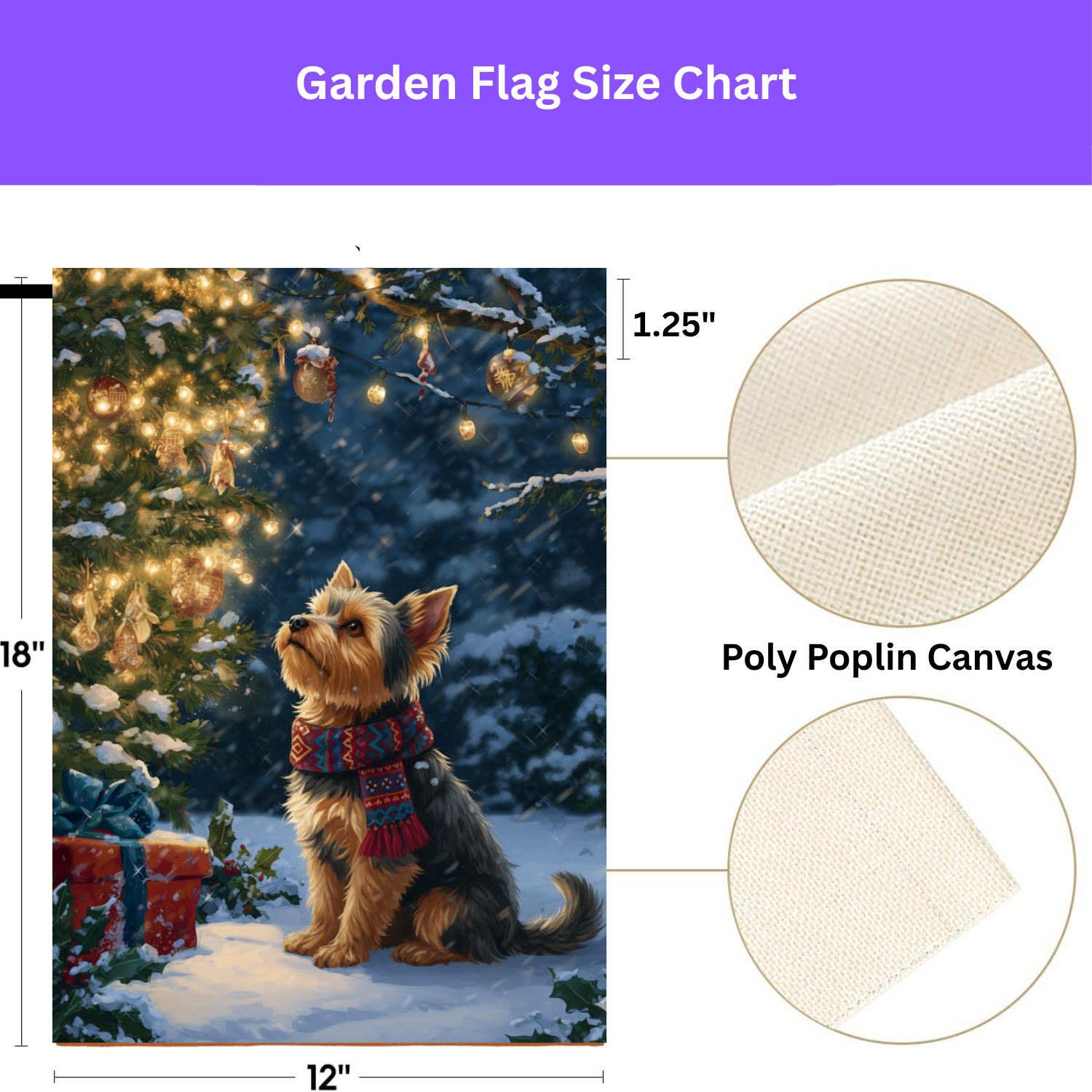 Standing By the Christmas Tree Yorkie Garden Flag