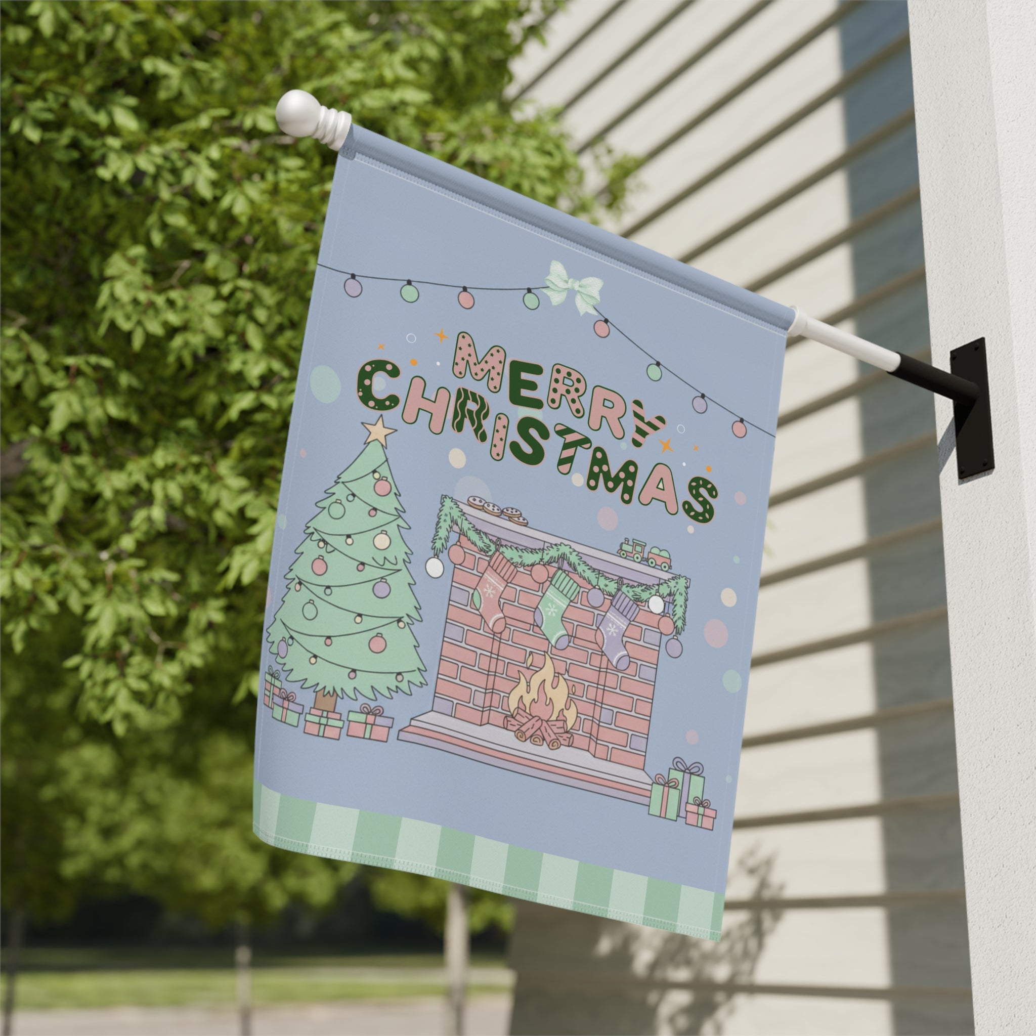 Christmas Fireplace Garden Flag