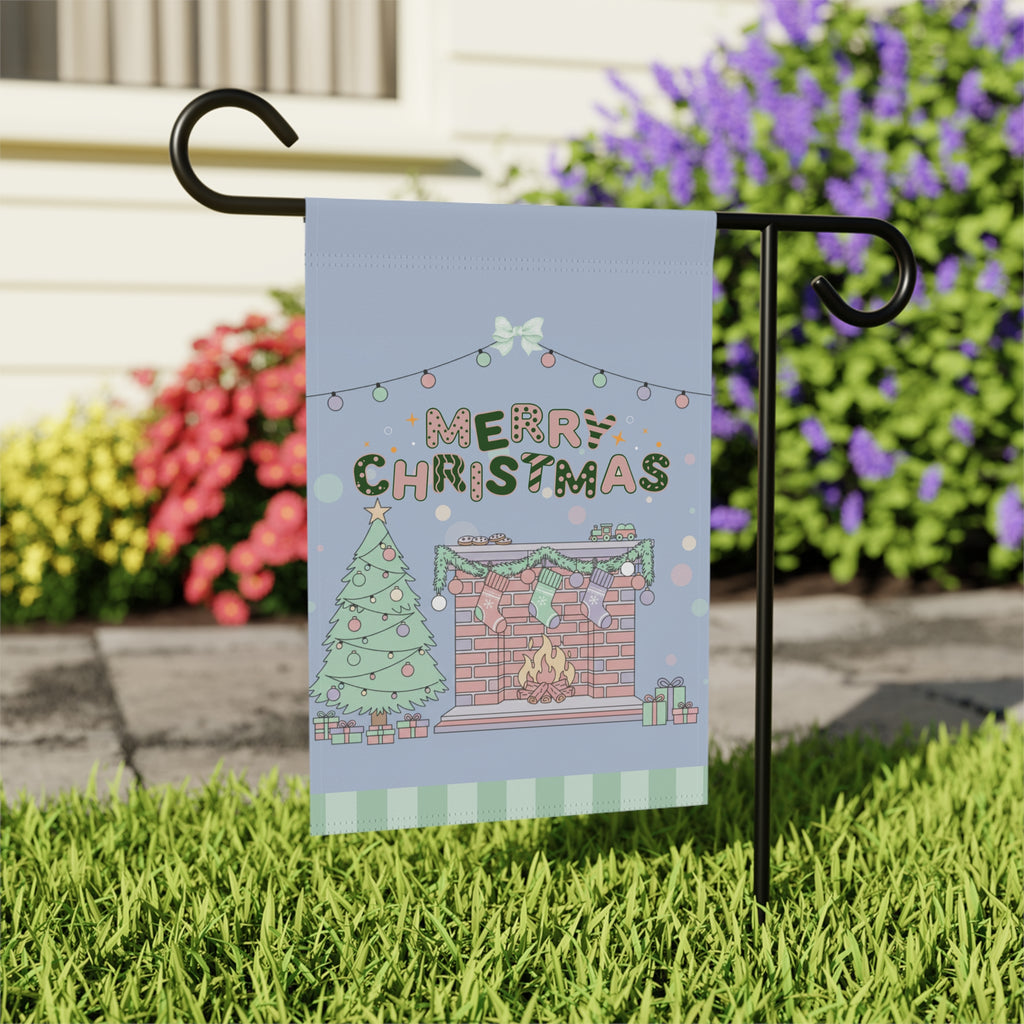 Christmas Fireplace Garden Flag