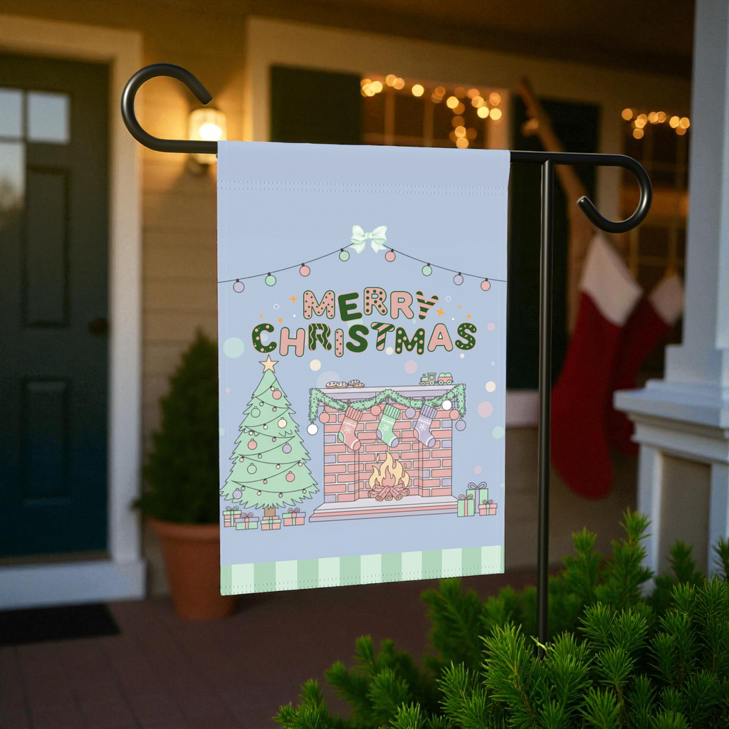 Christmas Fireplace Garden Flag
