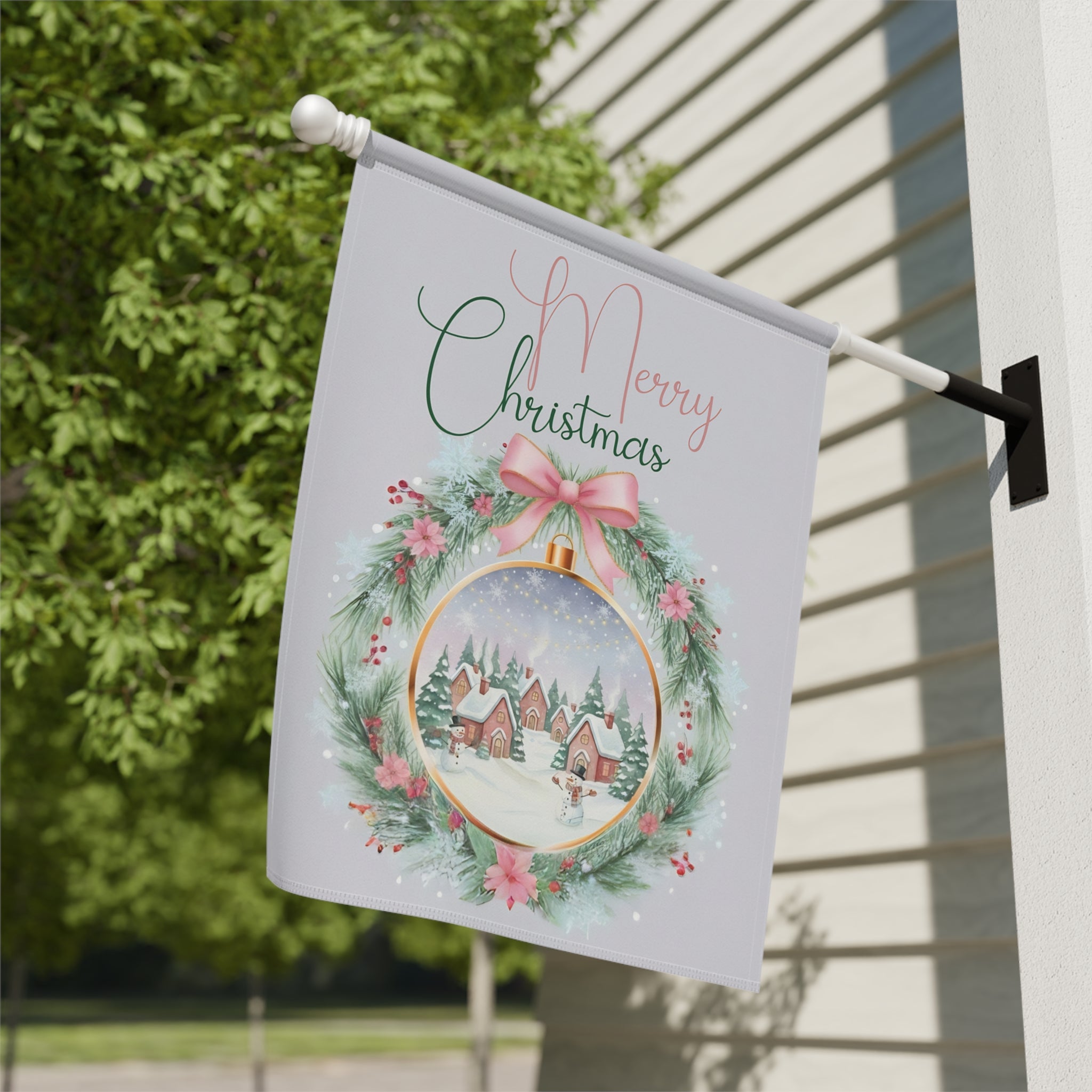 Snowman Village Ornament Christmas Flag