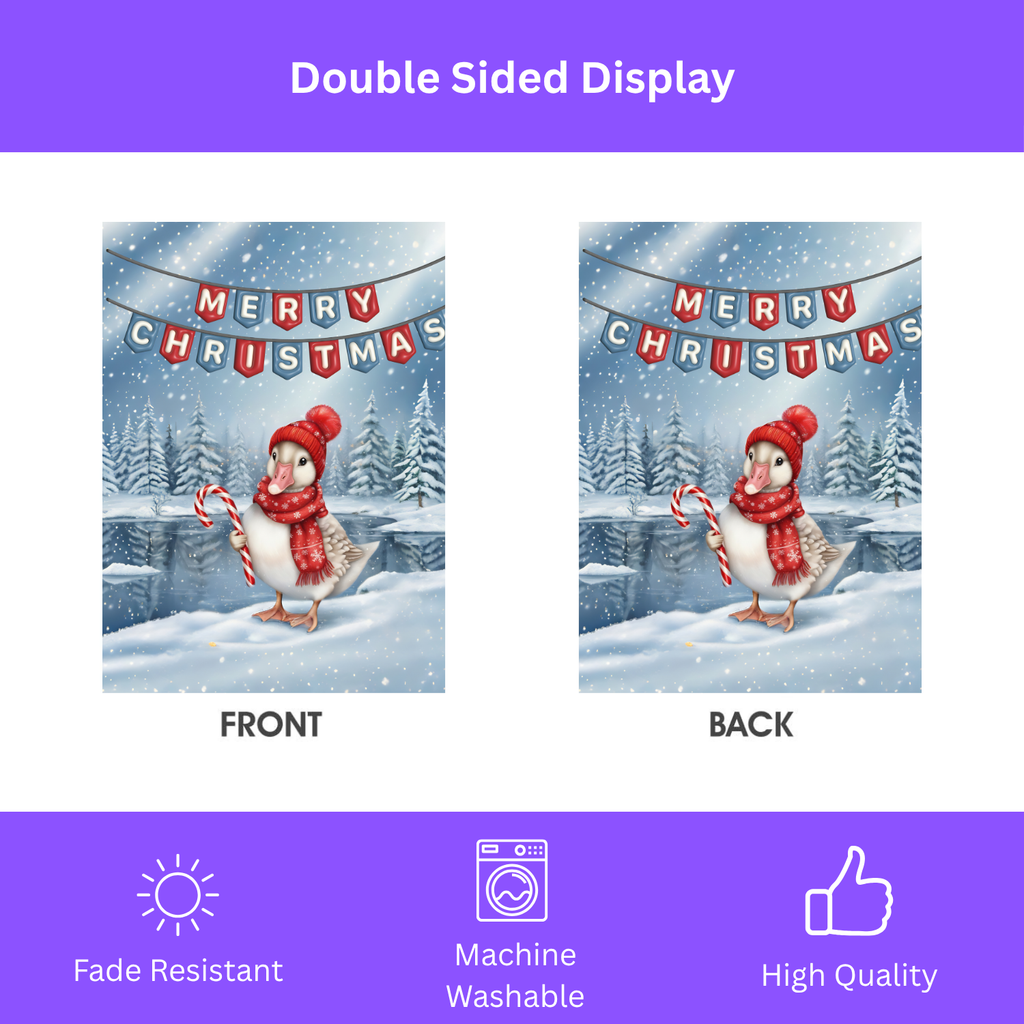 Merry Christmas Candy Cane Duck Garden Flag