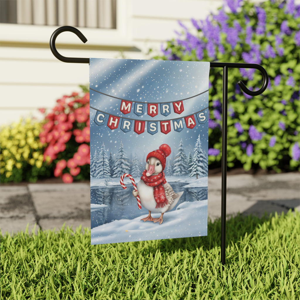 Merry Christmas Candy Cane Duck Garden Flag