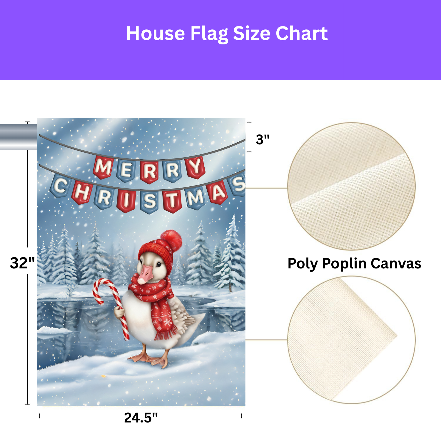 Merry Christmas Candy Cane Duck Garden Flag