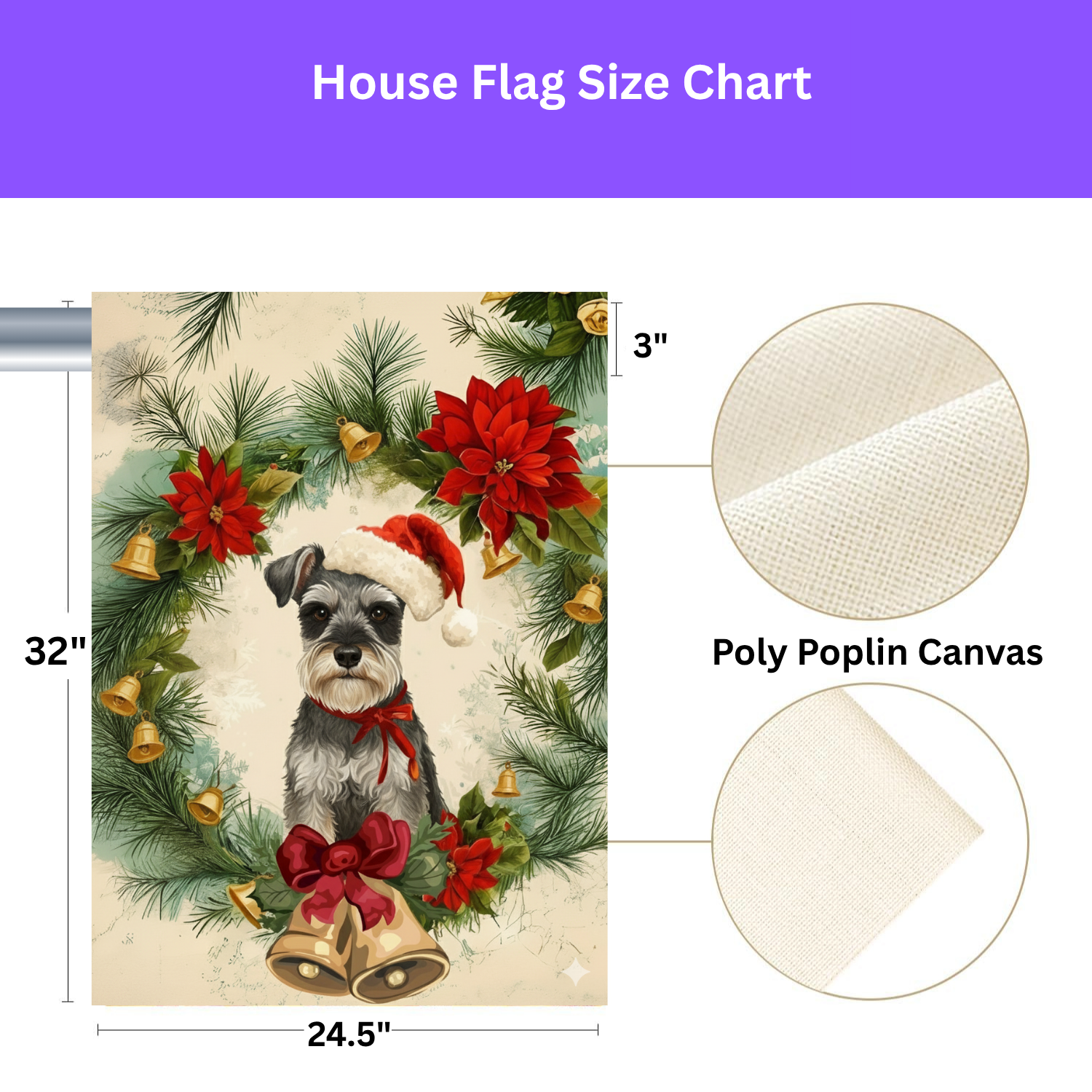 Poinsettia and Bells Christmas Schnauzer Garden Flag