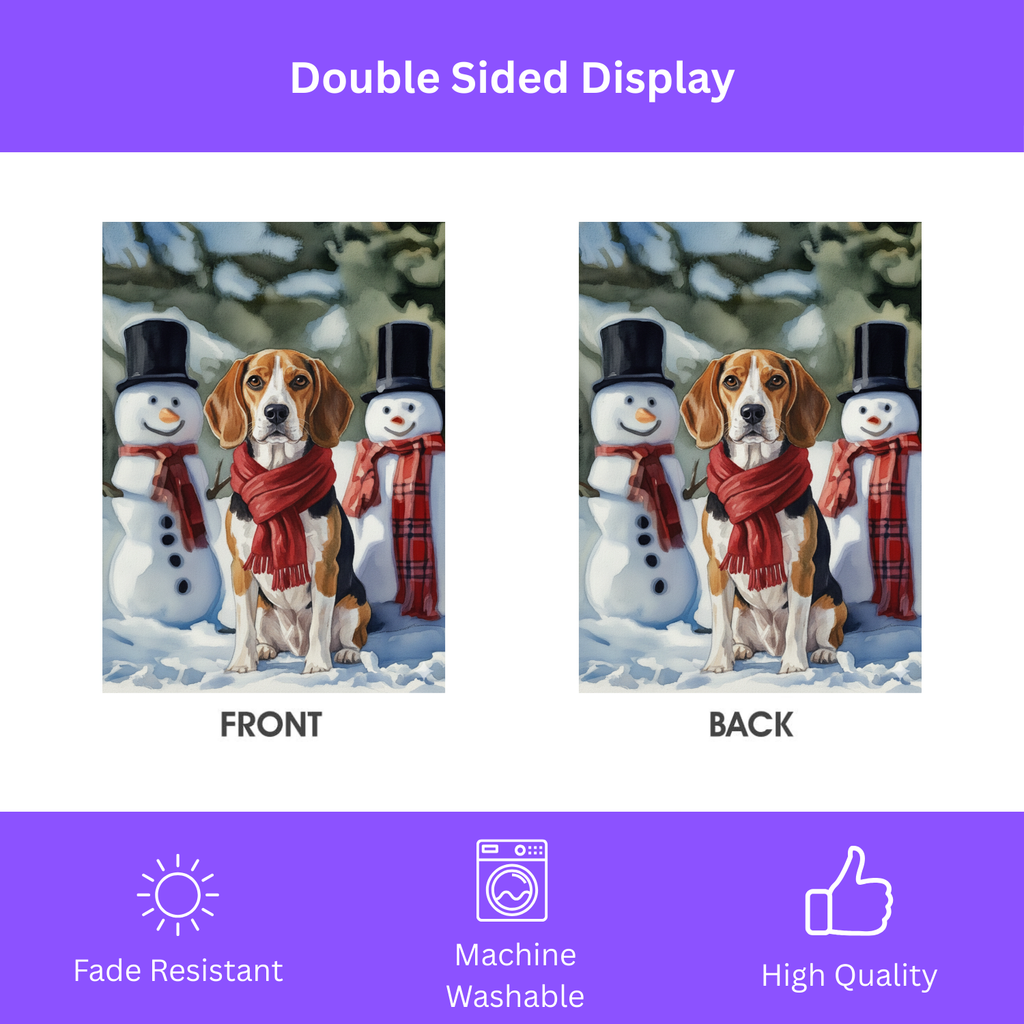 Beagle and Snowmen Christmas Garden Flag