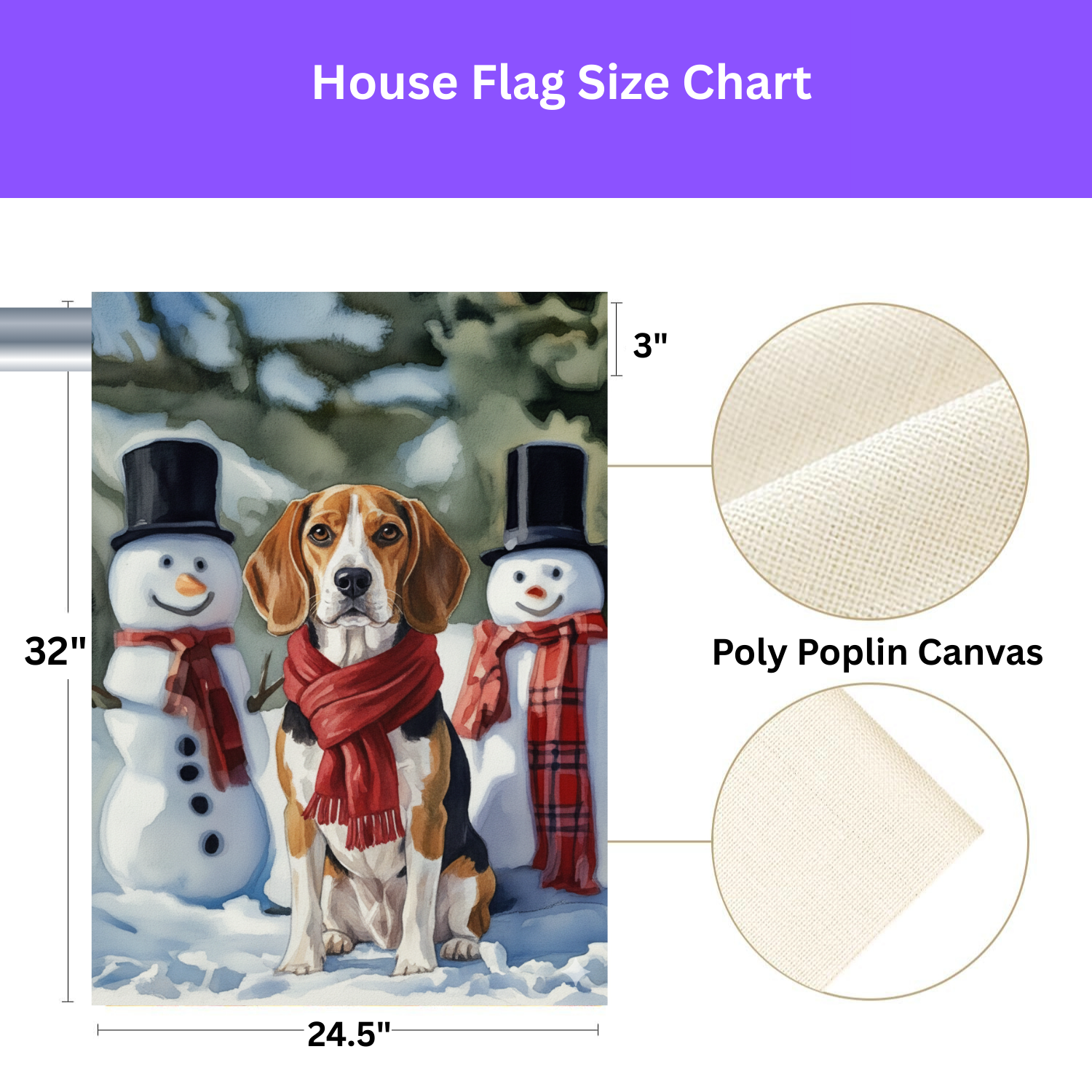Beagle and Snowmen Christmas Garden Flag