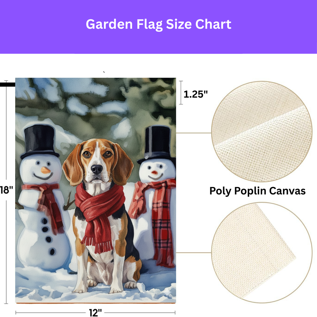 Beagle and Snowmen Christmas Garden Flag