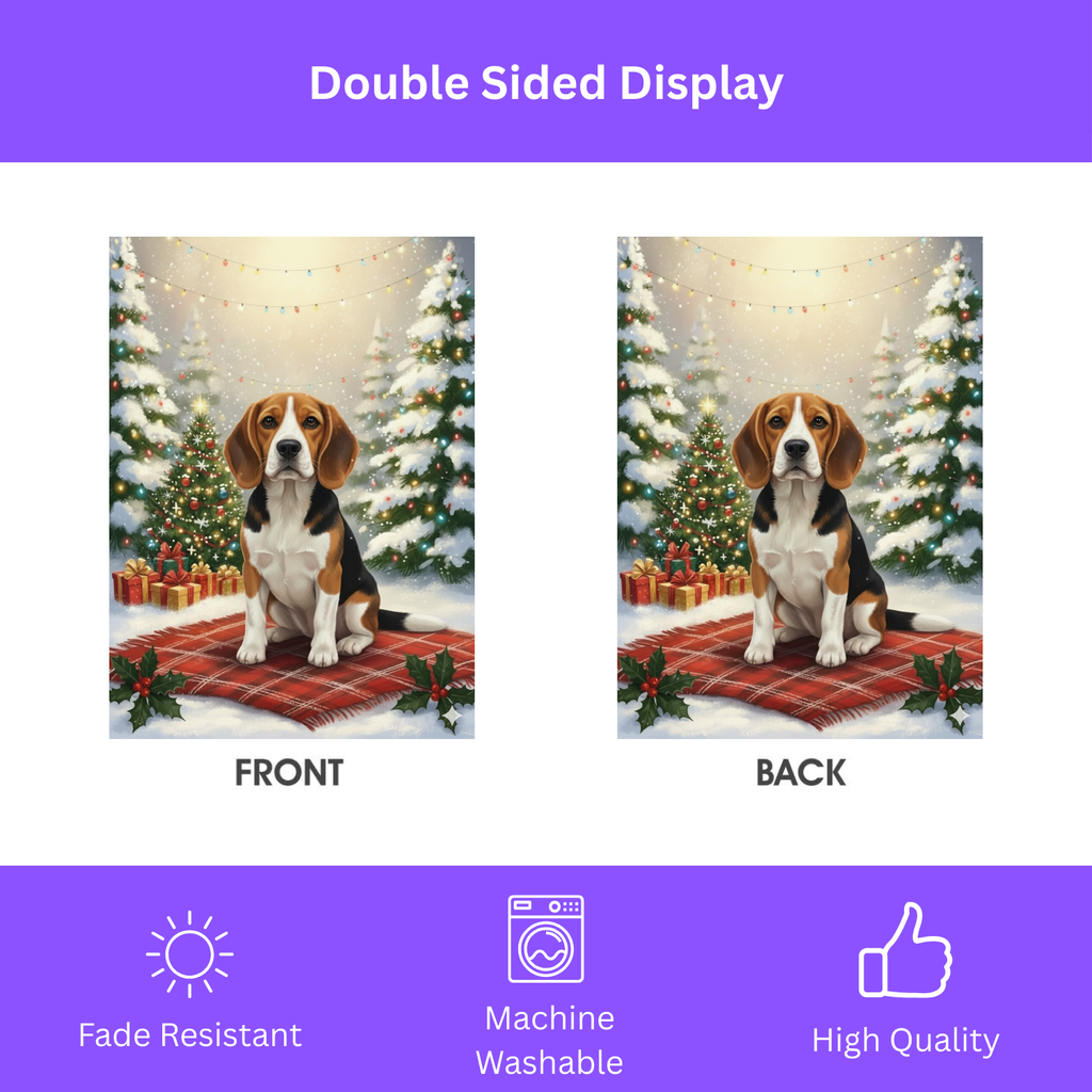 Christmas Tree and Presents Beagle Garden Flag