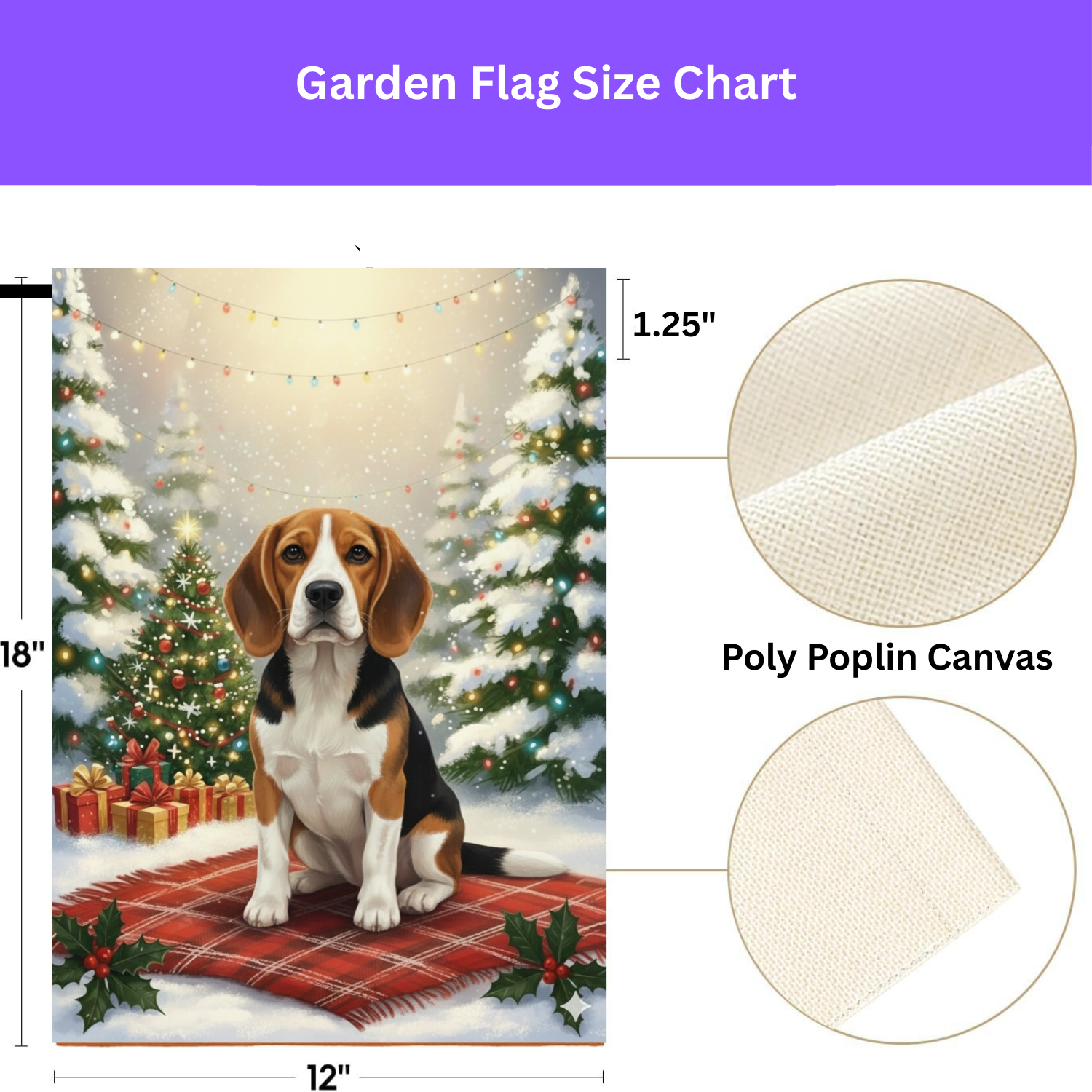 Christmas Tree and Presents Beagle Garden Flag