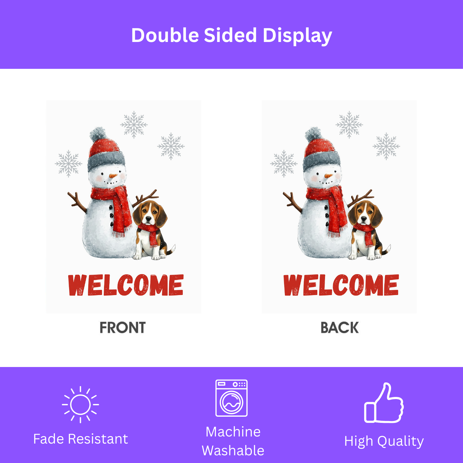Snowman and Beagle Welcome Garden Flag