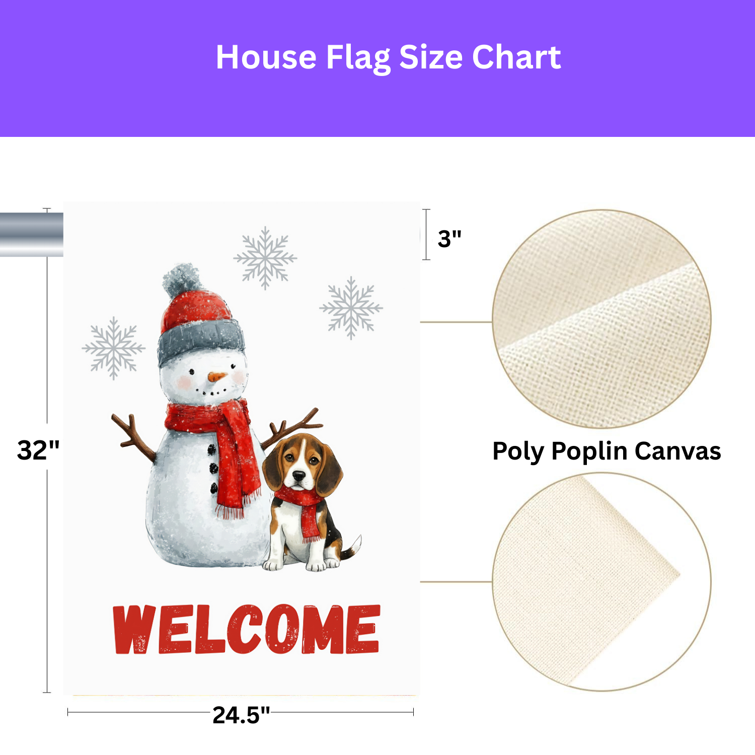 Snowman and Beagle Welcome Garden Flag