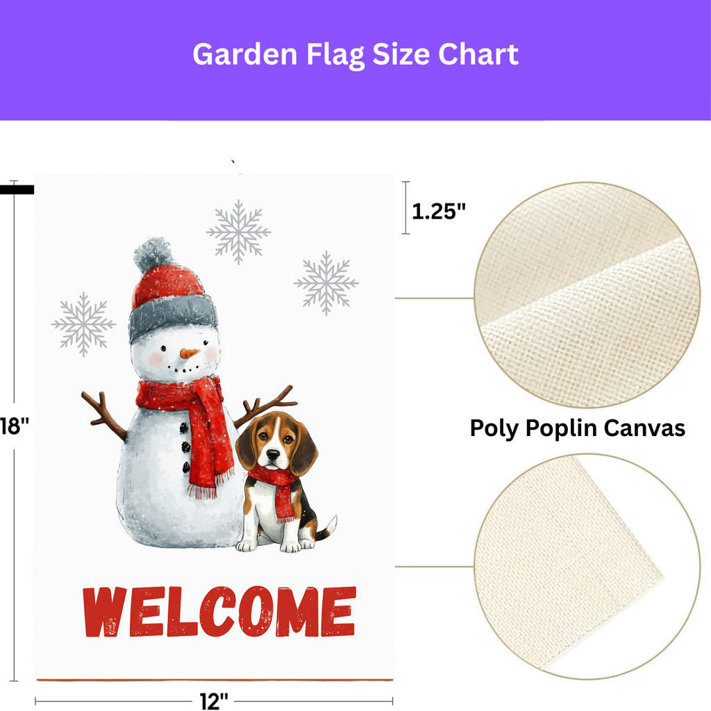 Snowman and Beagle Welcome Garden Flag