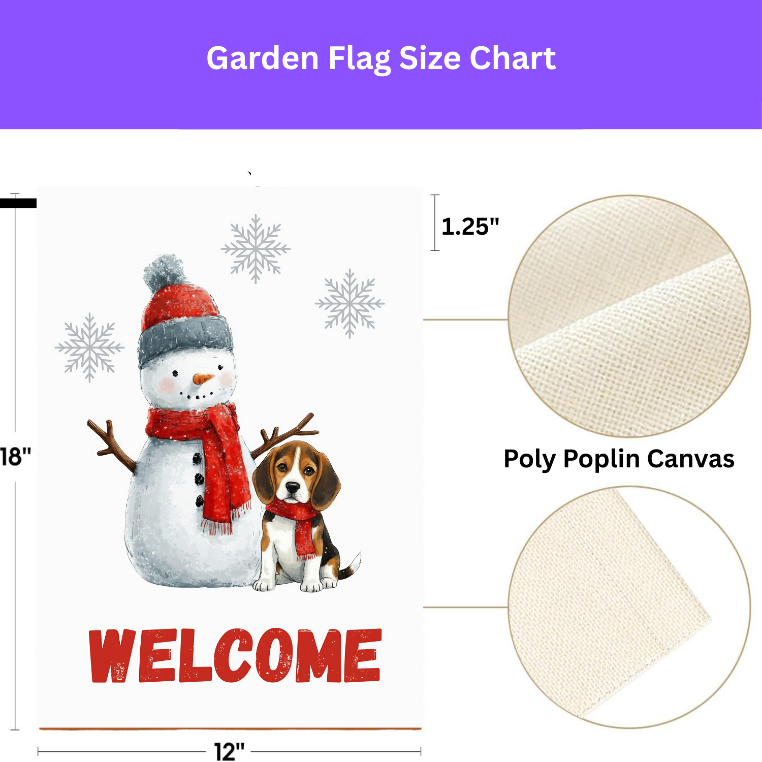 Snowman and Beagle Welcome Garden Flag