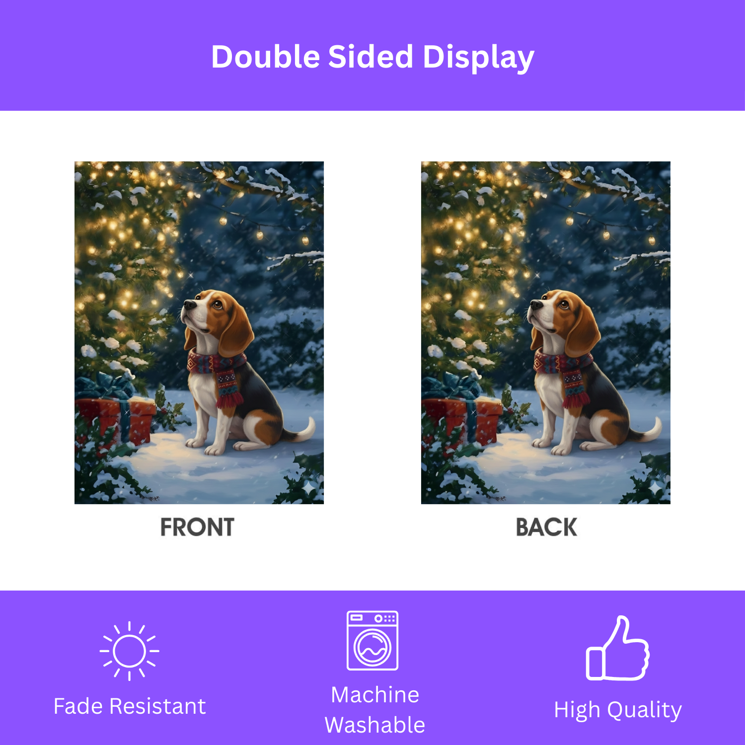 Standing By The Christmas Tree Beagle Garden Flag