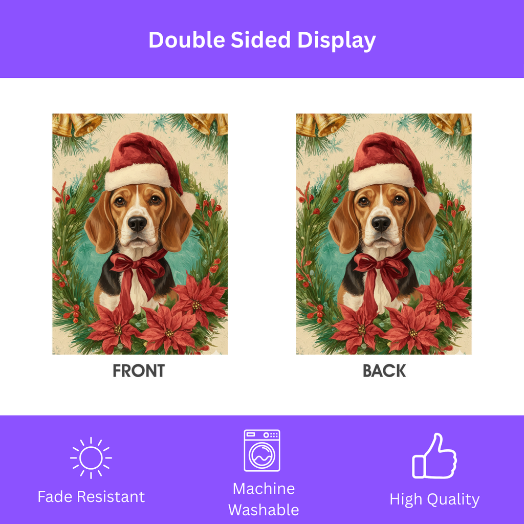 Santa Hat And Bow Christmas Beagle Garden Flag
