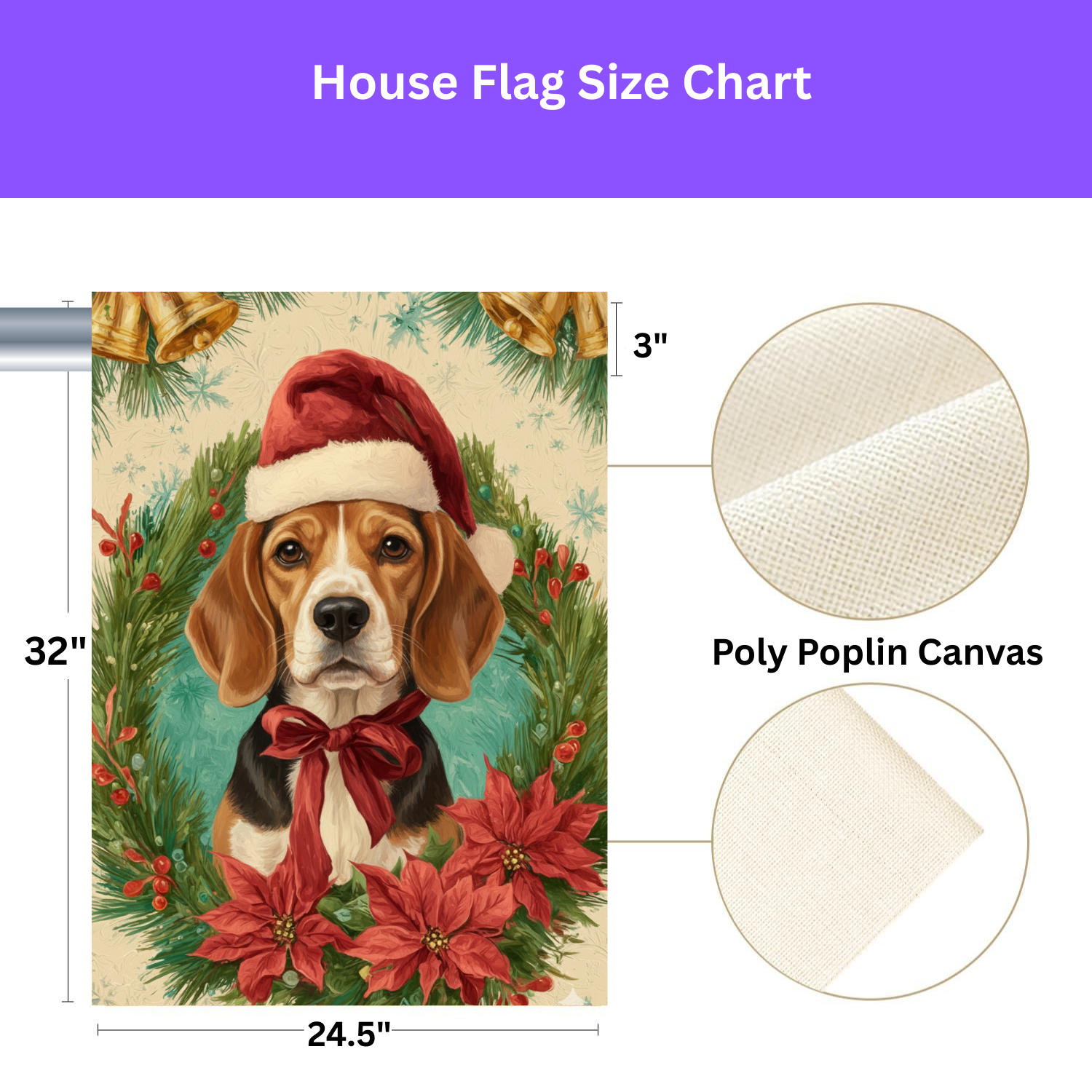 Santa Hat And Bow Christmas Beagle Garden Flag