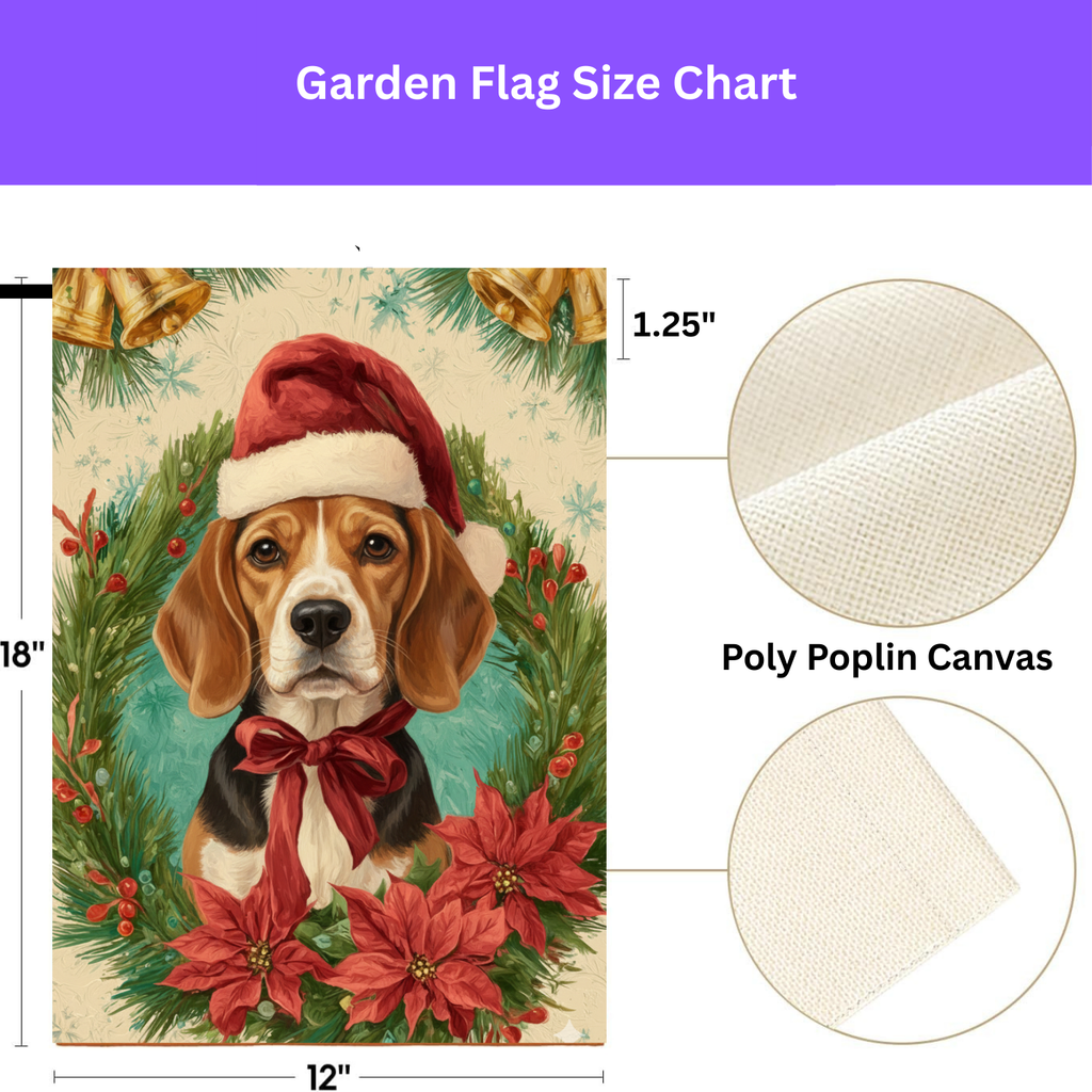 Santa Hat And Bow Christmas Beagle Garden Flag