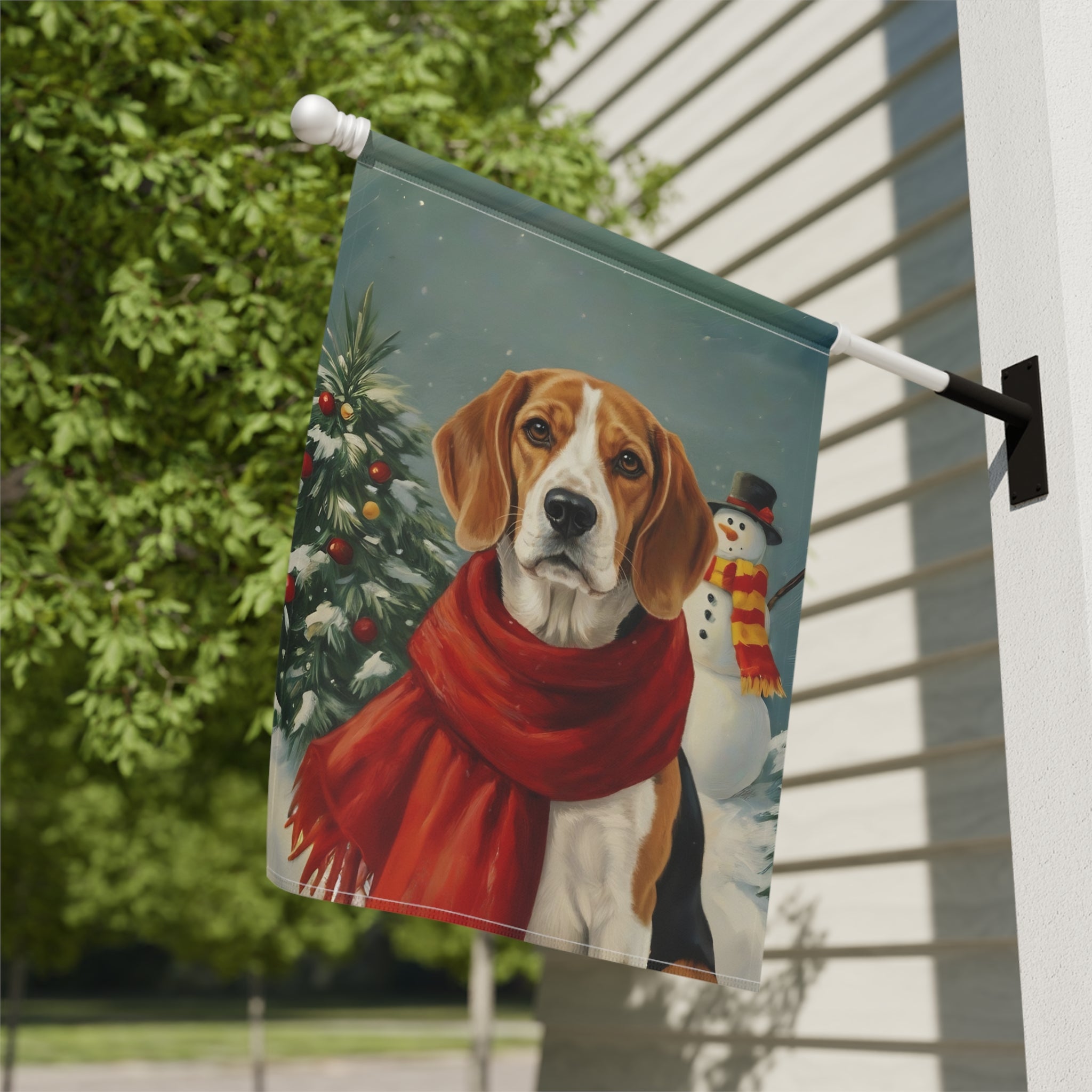 Red Scarf Beagle Garden Flag
