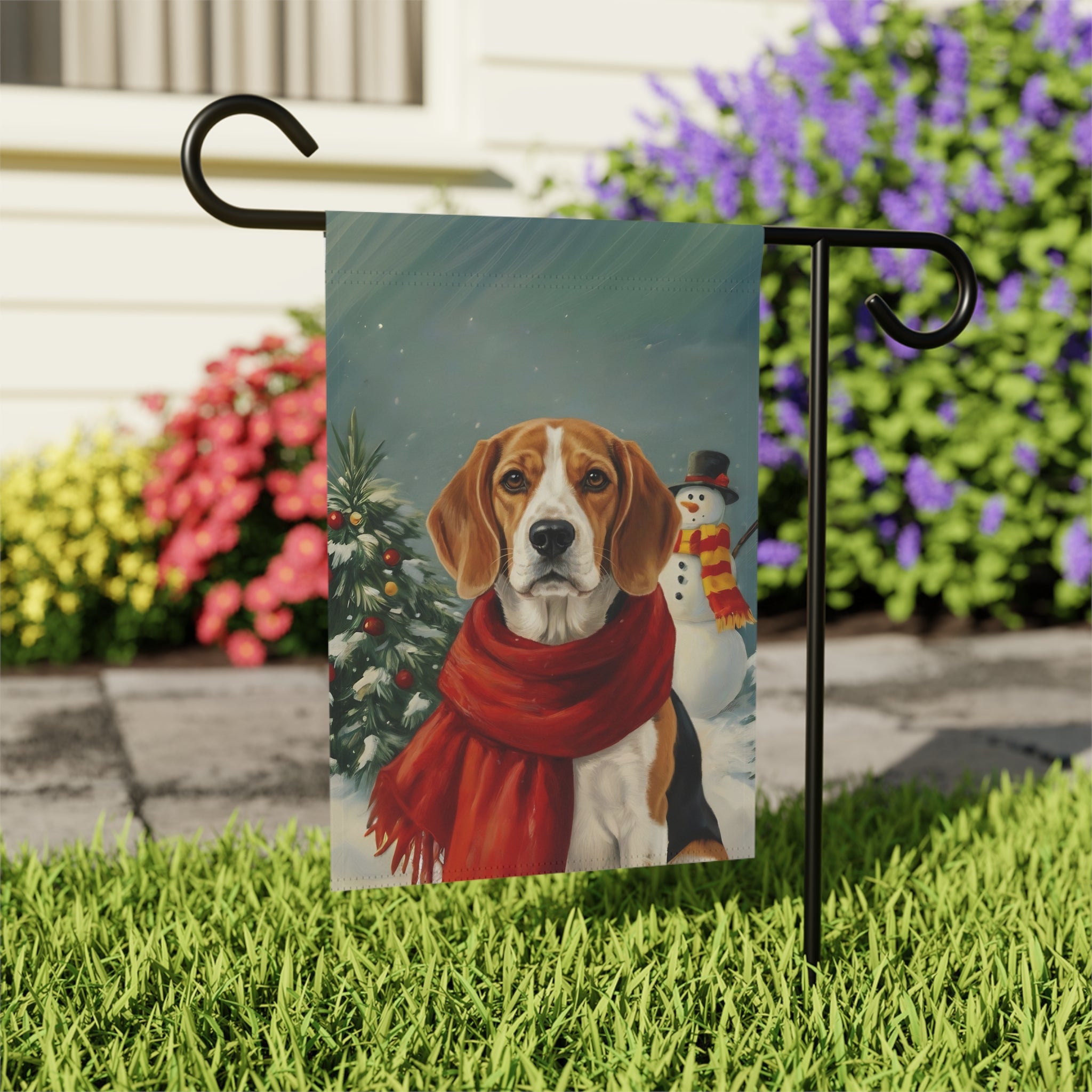 Red Scarf Beagle Garden Flag