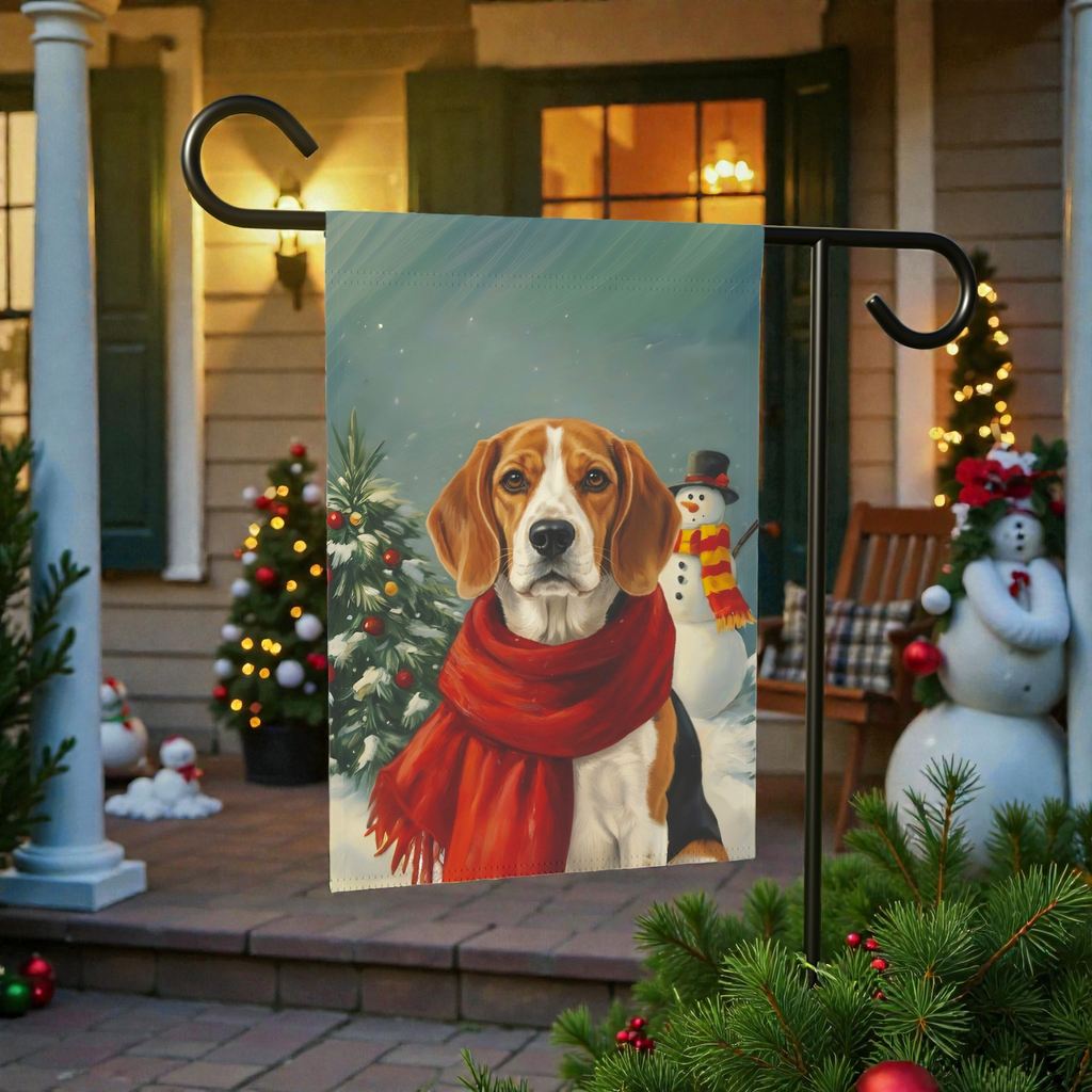 Red Scarf Beagle Garden Flag