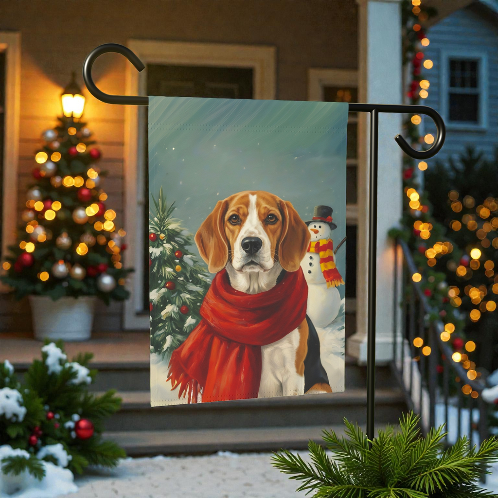 Red Scarf Beagle Garden Flag
