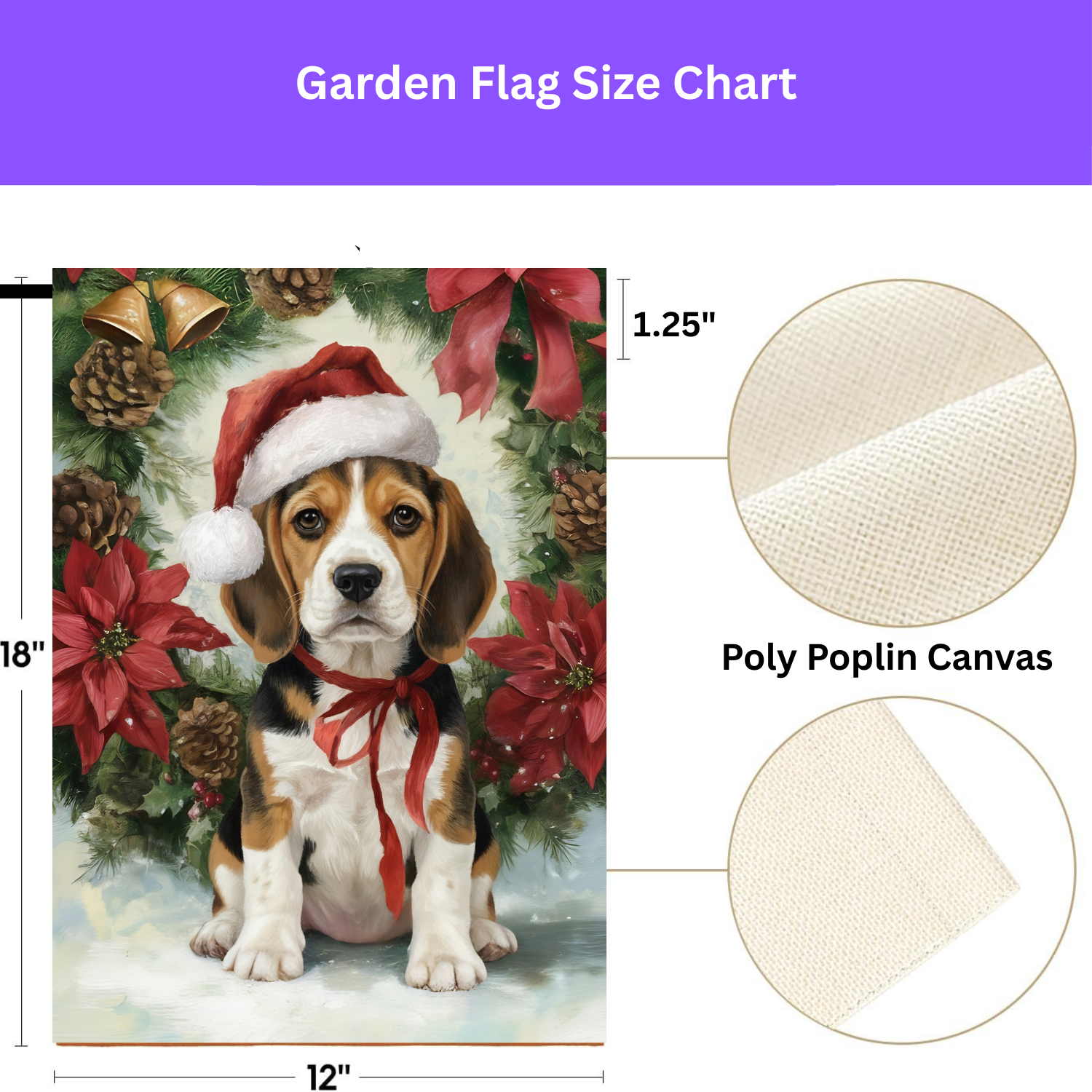 Poinsettia and Pinecone Wreath Beagle Garden Flag