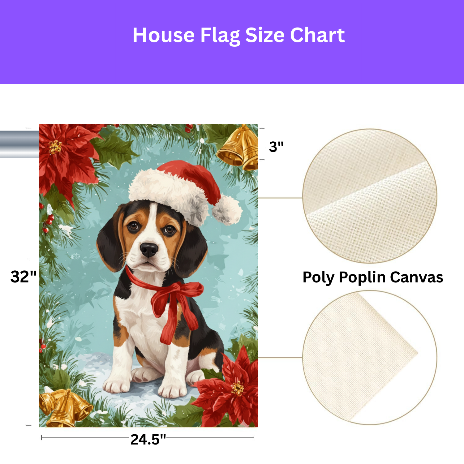 Poinsettia and Bells Beagle Christmas Garden Flag
