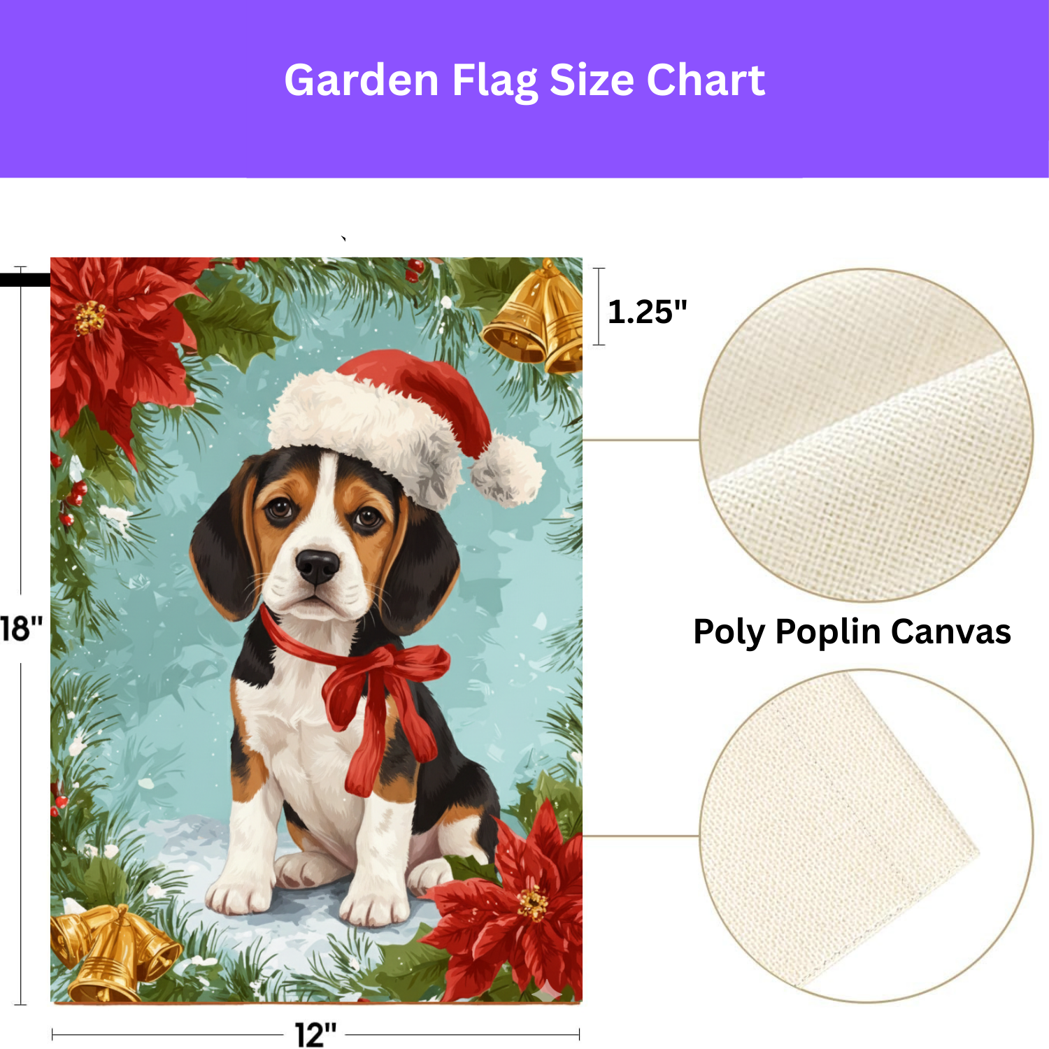 Poinsettia and Bells Beagle Christmas Garden Flag