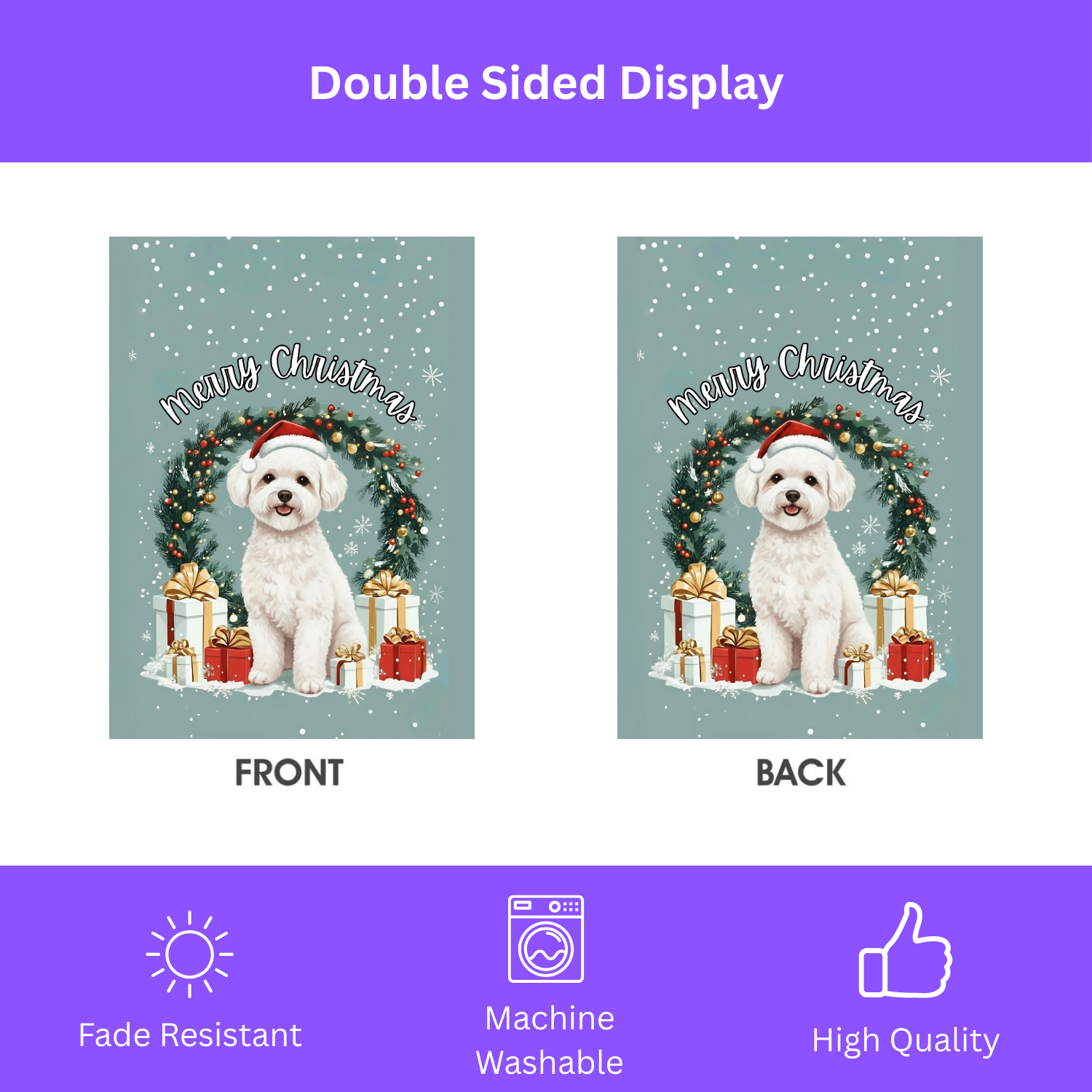 Merry Christmas Bichon Frise Garden Flag