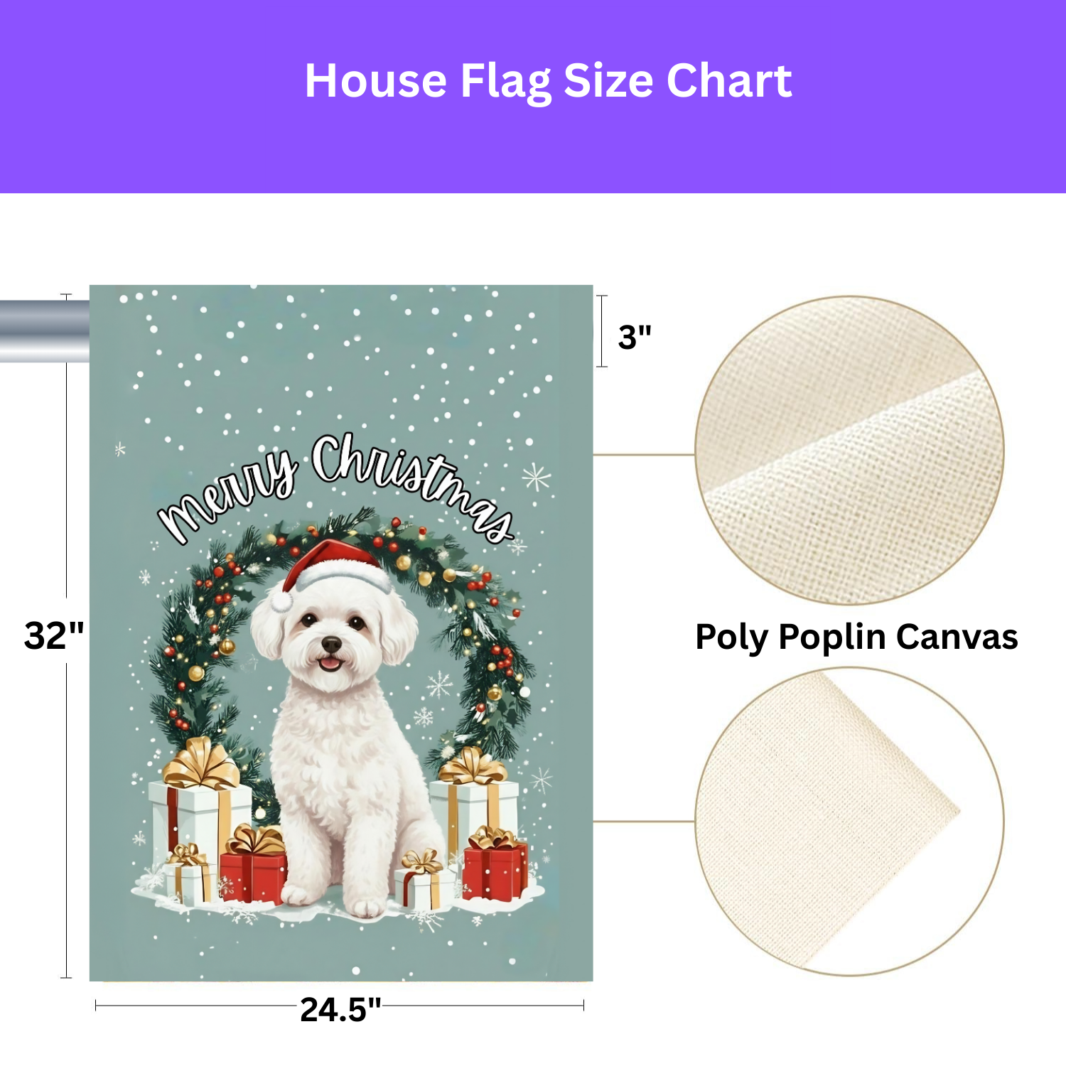 Merry Christmas Bichon Frise Garden Flag