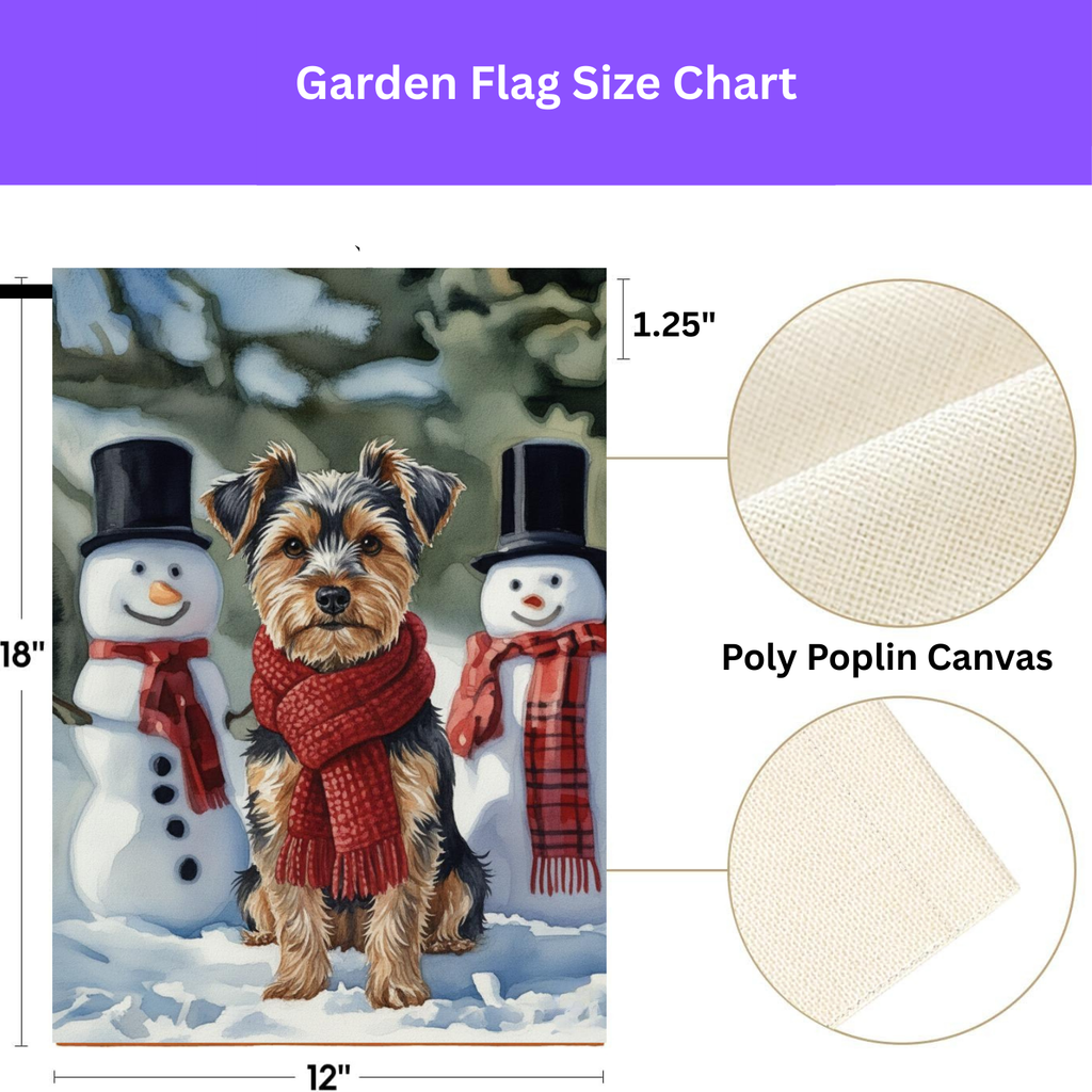 Yorkshire Terrier and Snowmen Christmas Garden Flag - porch decor - Dragonfire Gardens