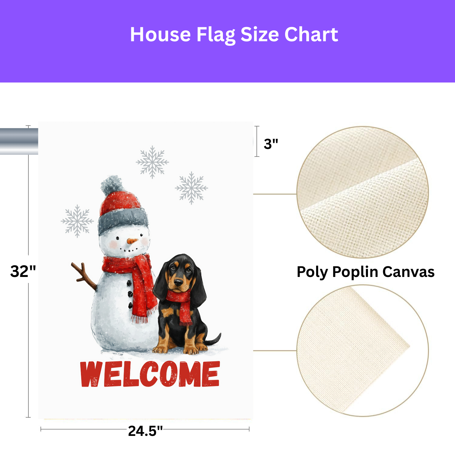 Black and Tan Coonhound and Snowman Welcome Flag Garden Flag - porch decor - Dragonfire Gardens