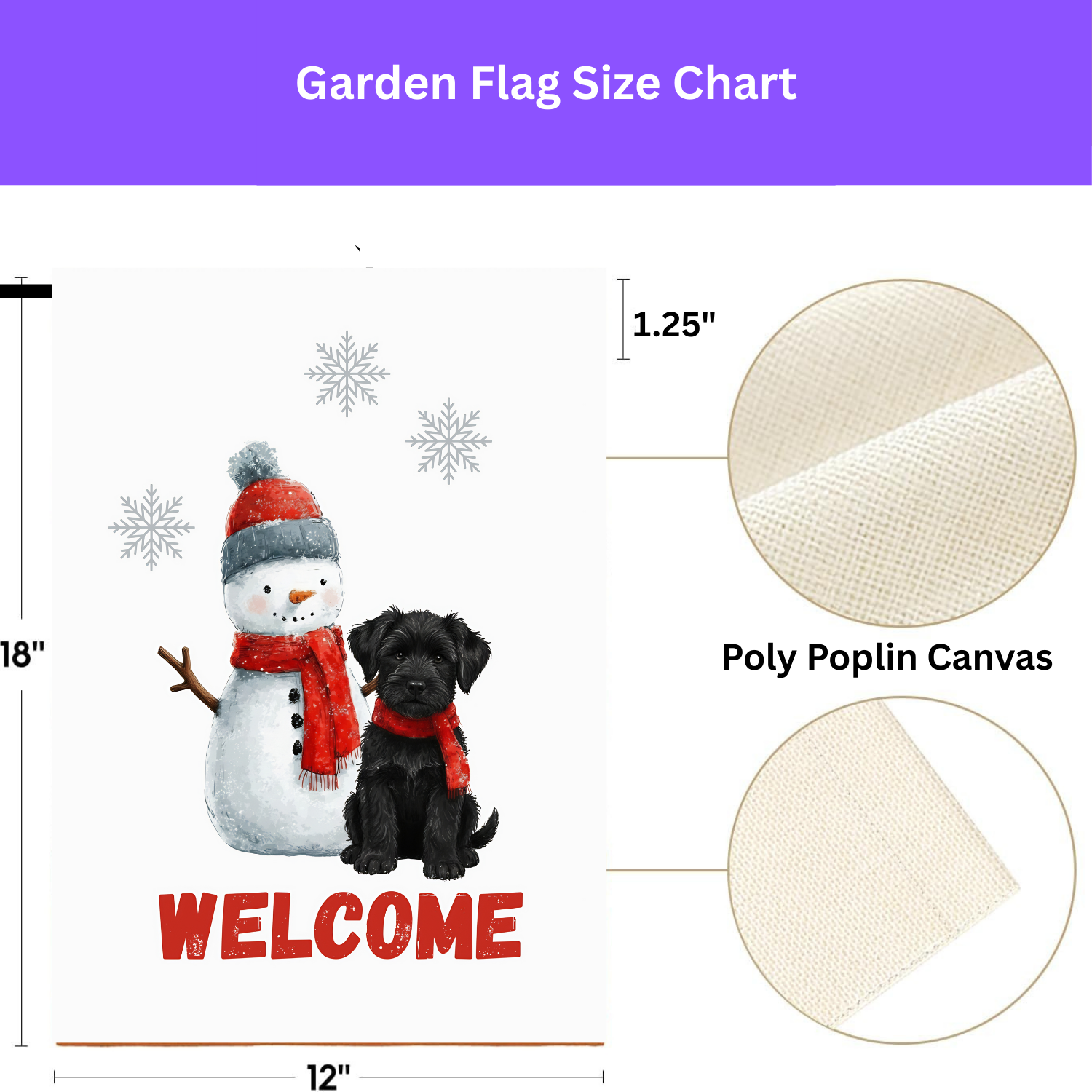 Black Russian Terrier and Snowman Welcome Garden Flag - porch decor - Dragonfire Gardens