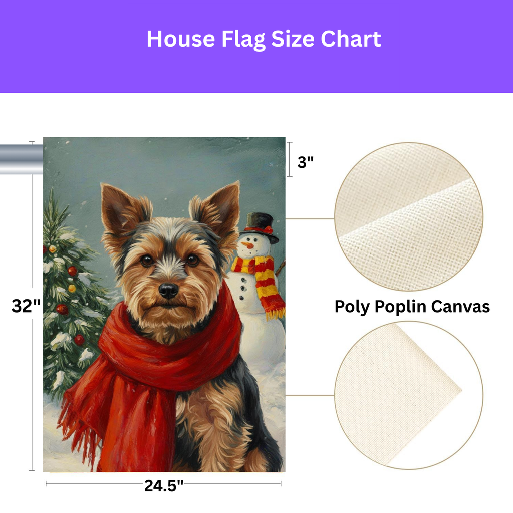 Red Scarf Yorkshire Terrier Christmas Garden Flag - porch decor - Dragonfire Gardens