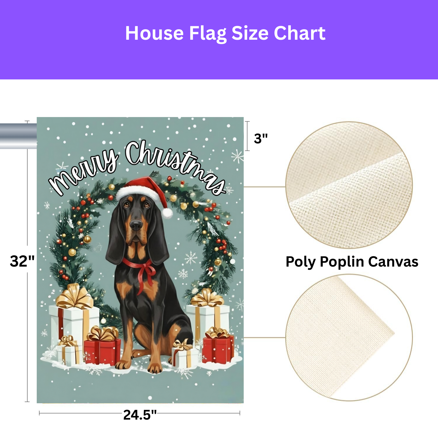 Merry Christmas Bloodhound Garden Flag