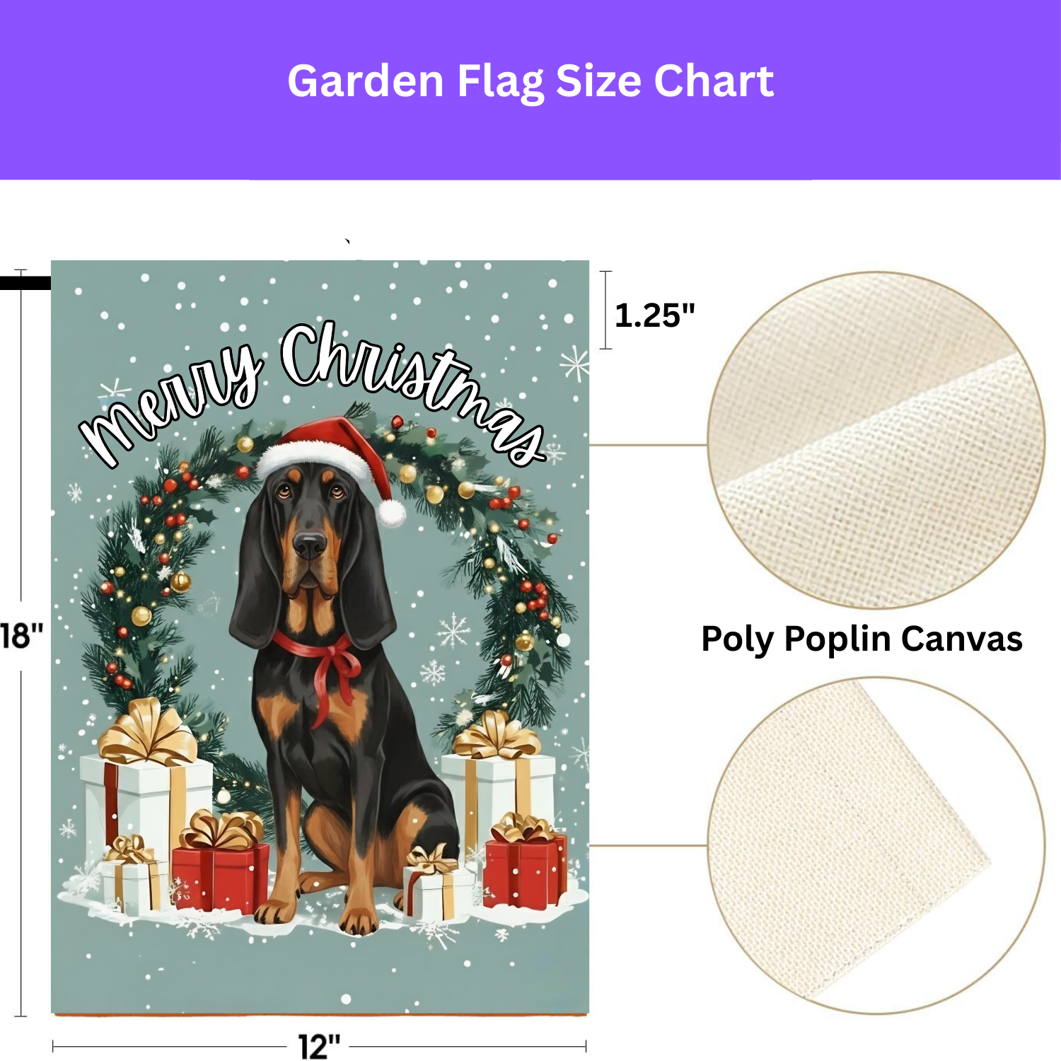 Merry Christmas Bloodhound Garden Flag