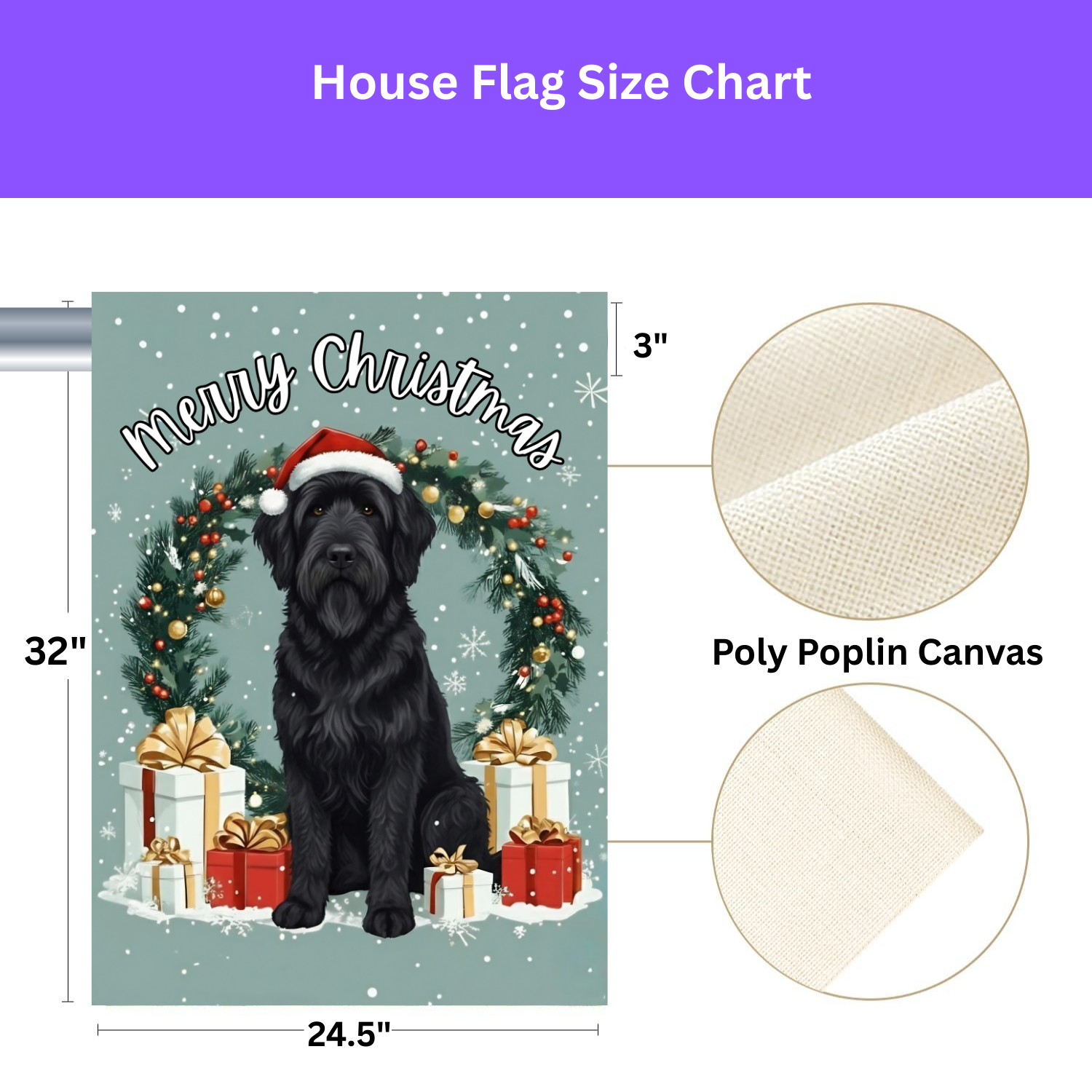 Merry Christmas Black Russian Terrier Garden Flag