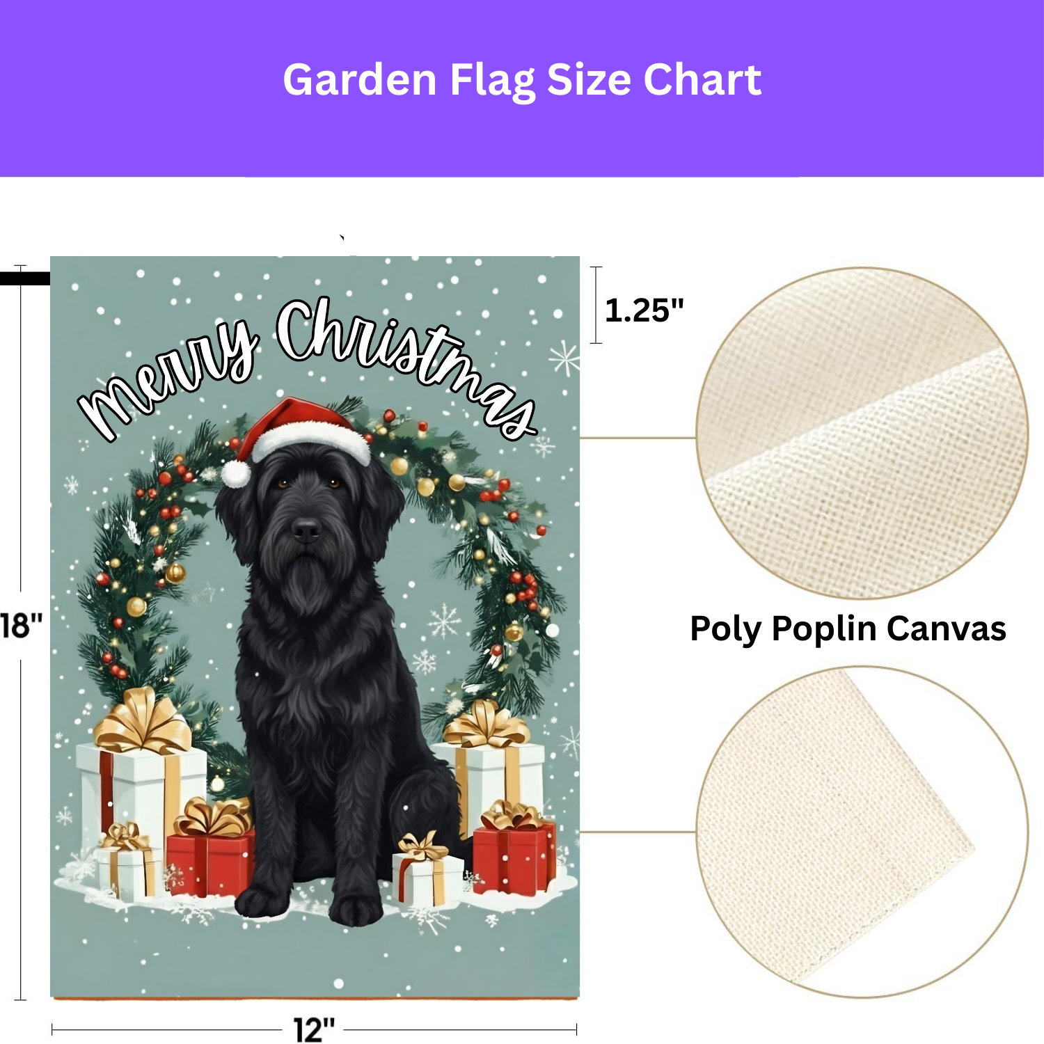 Merry Christmas Black Russian Terrier Garden Flag