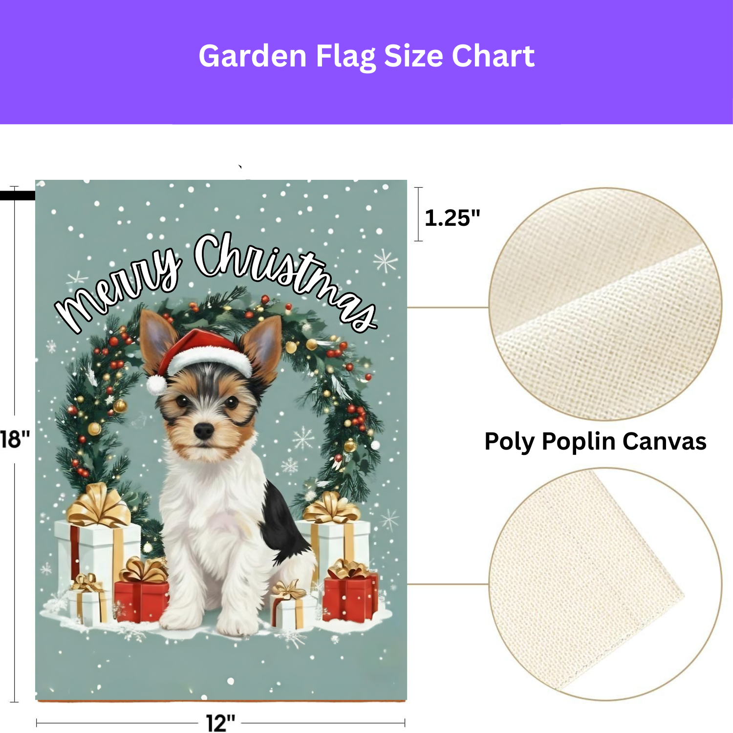 Merry Christmas Biewer Terrier Garden Flag