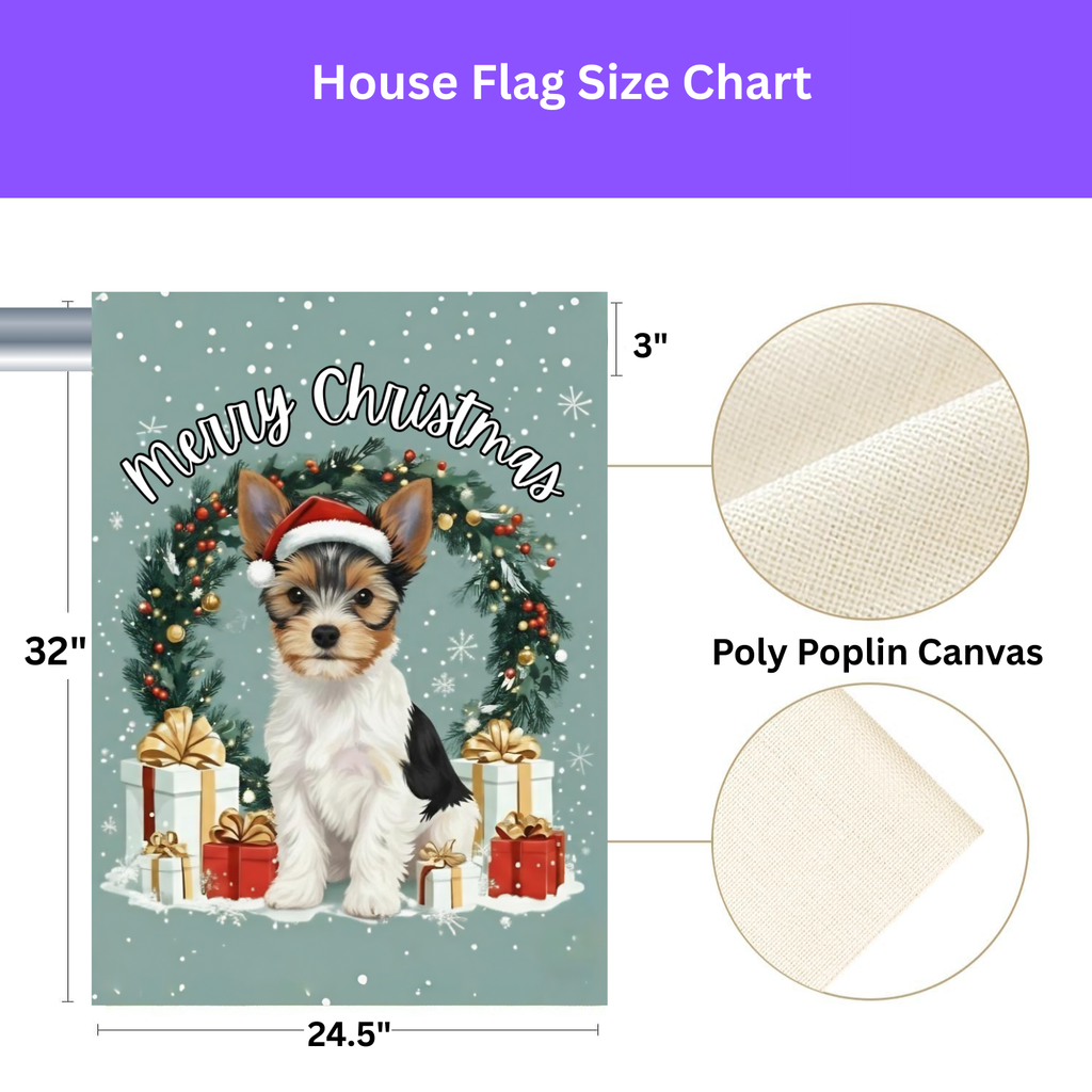 Merry Christmas Biewer Terrier Garden Flag