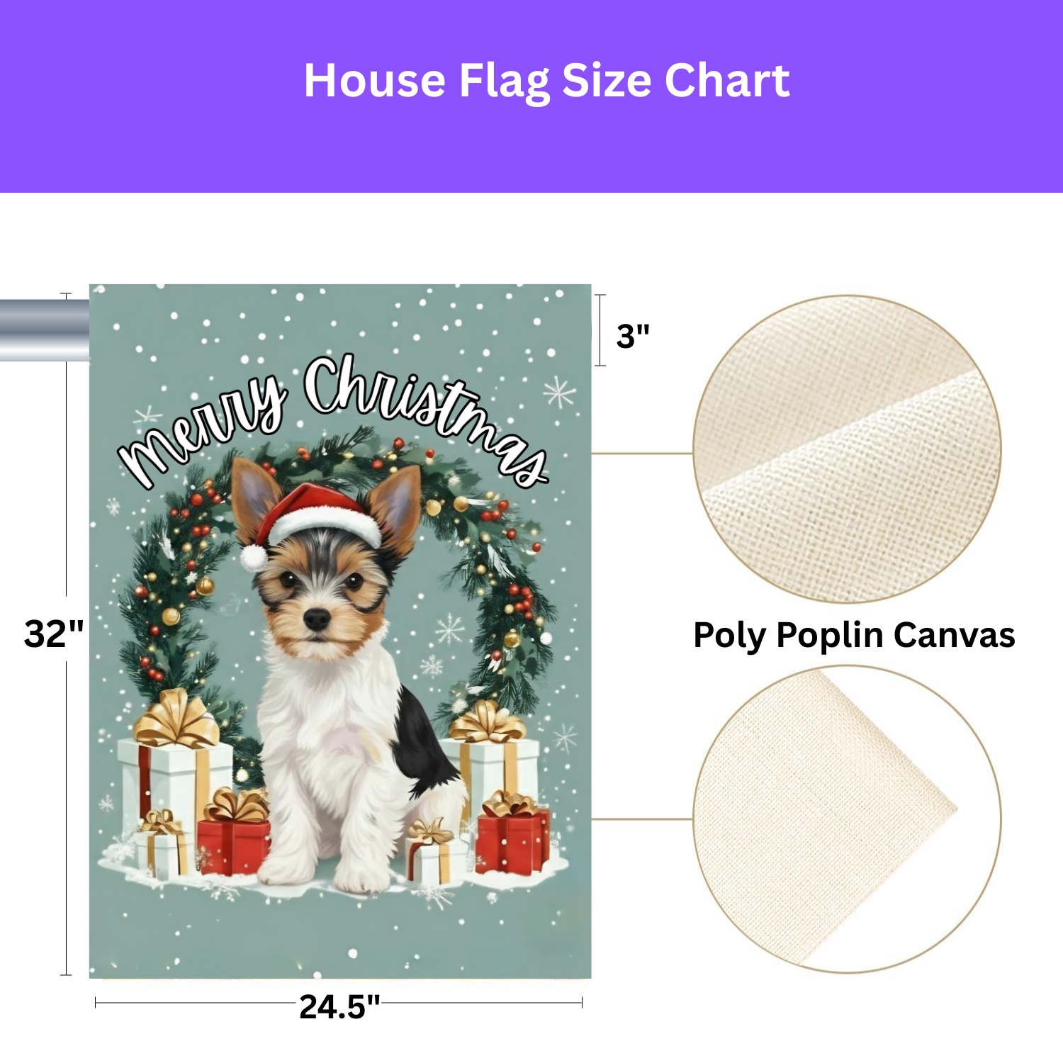 Merry Christmas Biewer Terrier Garden Flag