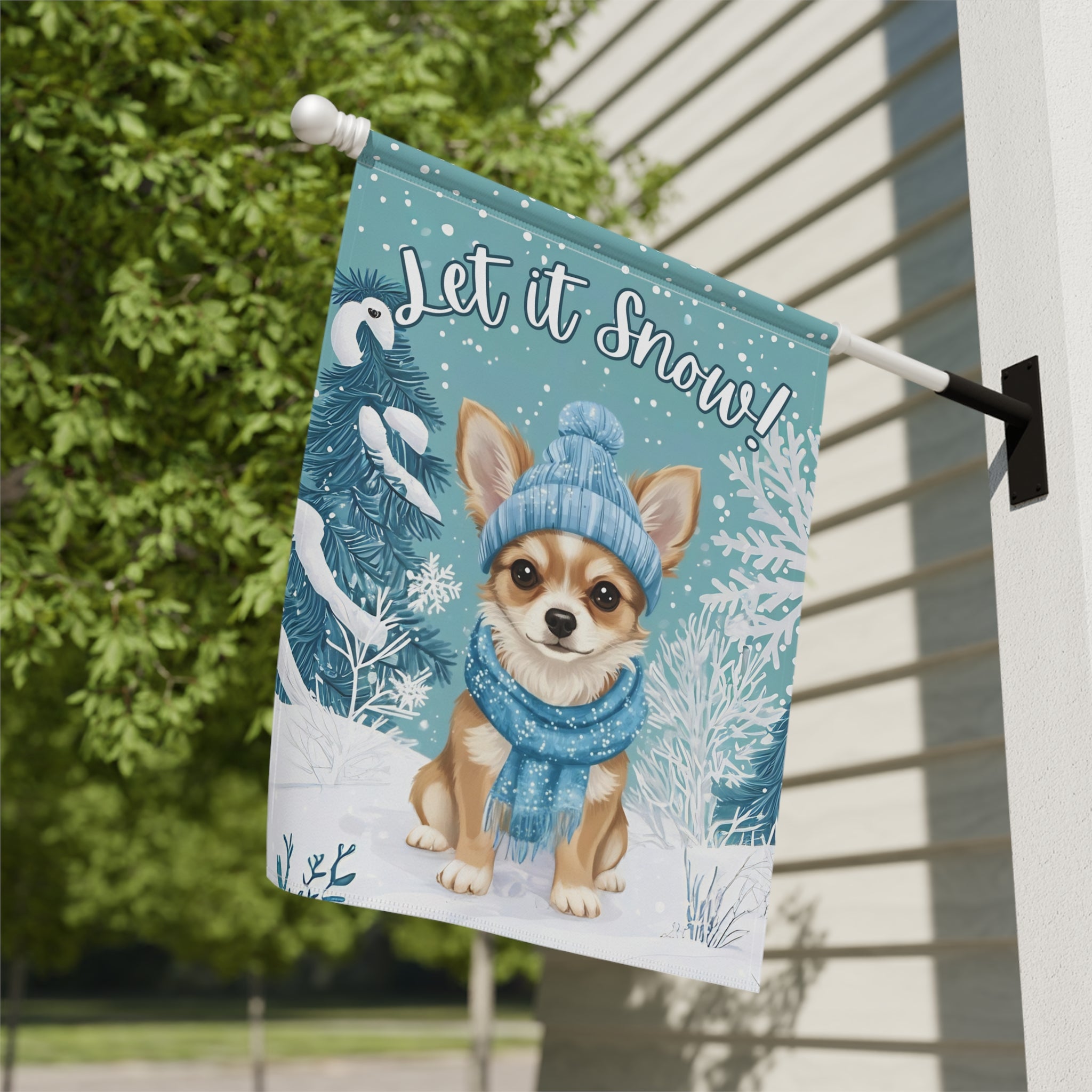 Let It Snow Chihuahua Garden Flag