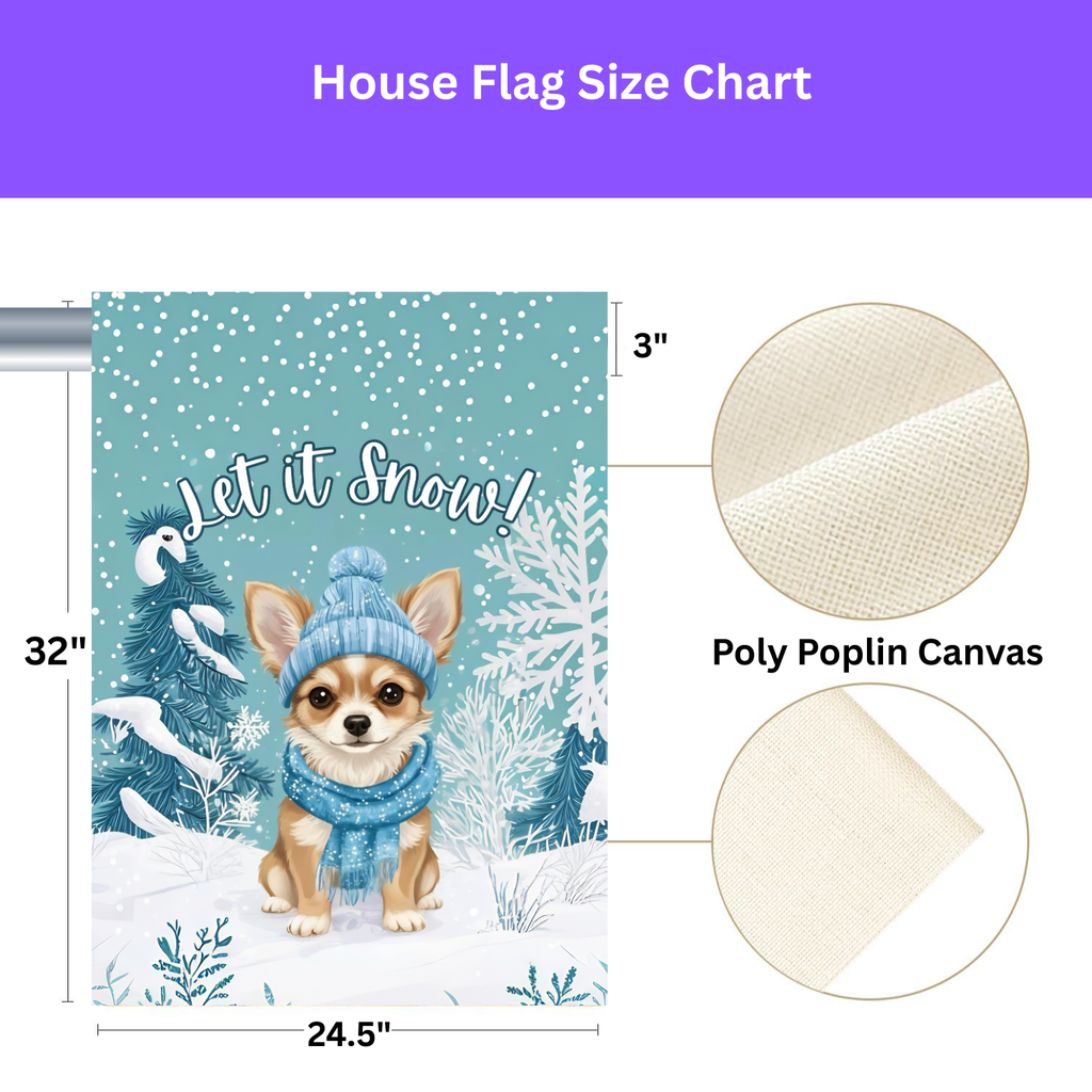 Let It Snow Chihuahua Garden Flag - yard display - Dragonfire Gardens